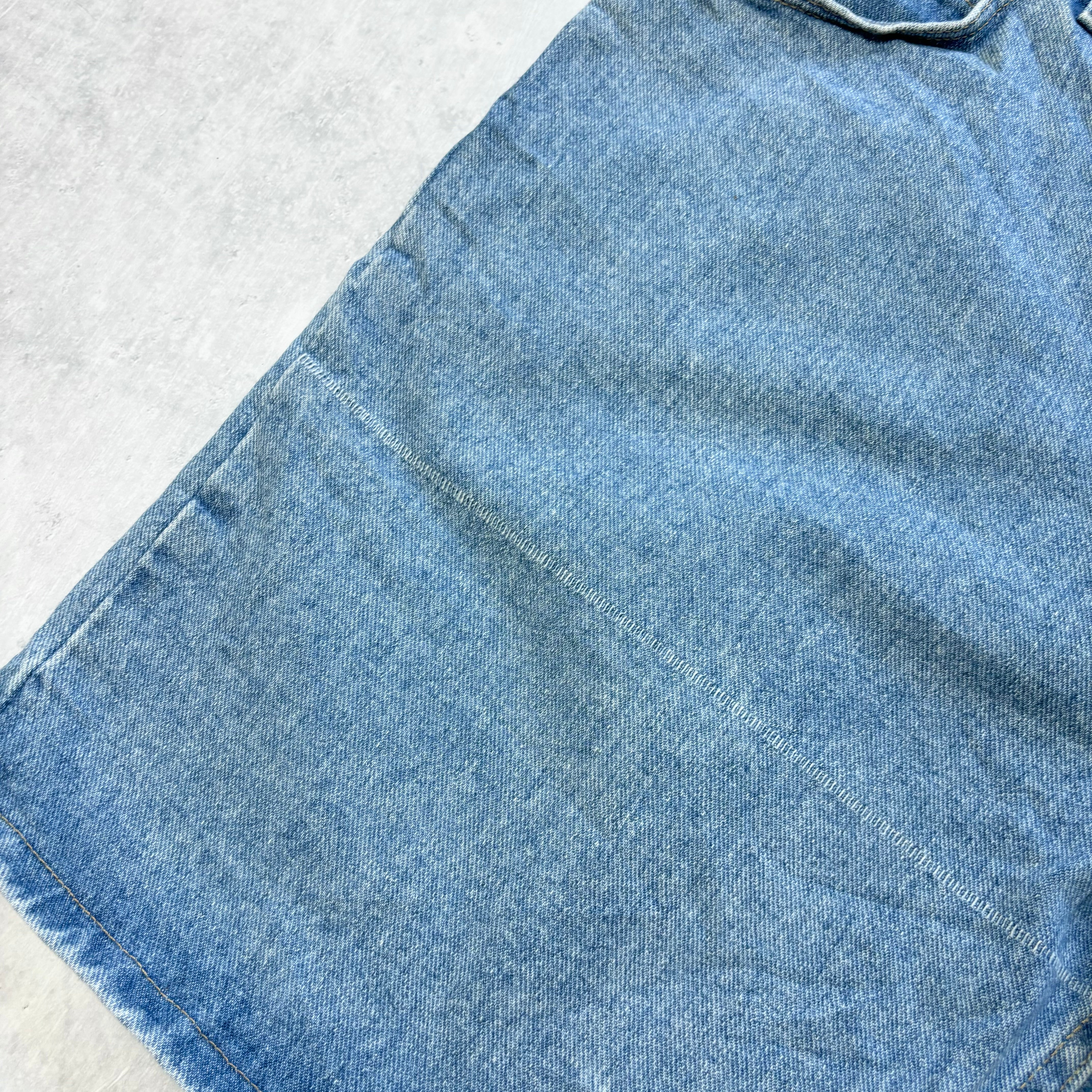 Vintage Wrangler Jorts W34 Mens Denim Shorts Light Blue Baggy Relaxed Fit