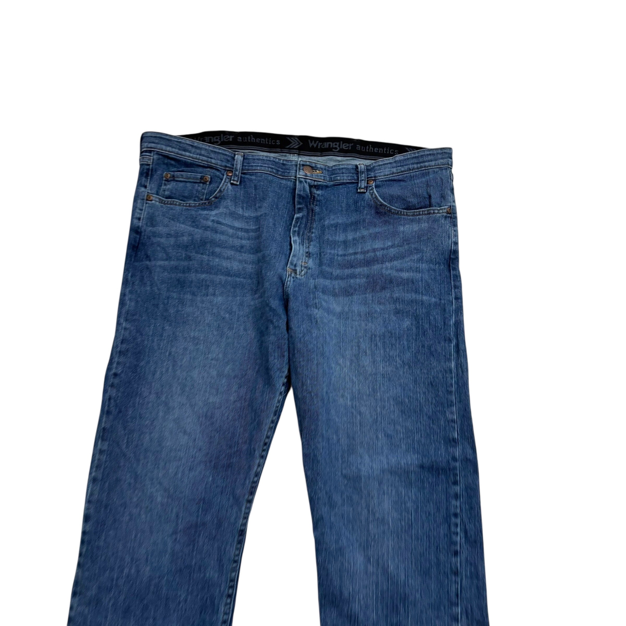 Wrangler Jeans W40 L29 Mens Mid Blue Regular Straight Fit Stretch Denim (E)
