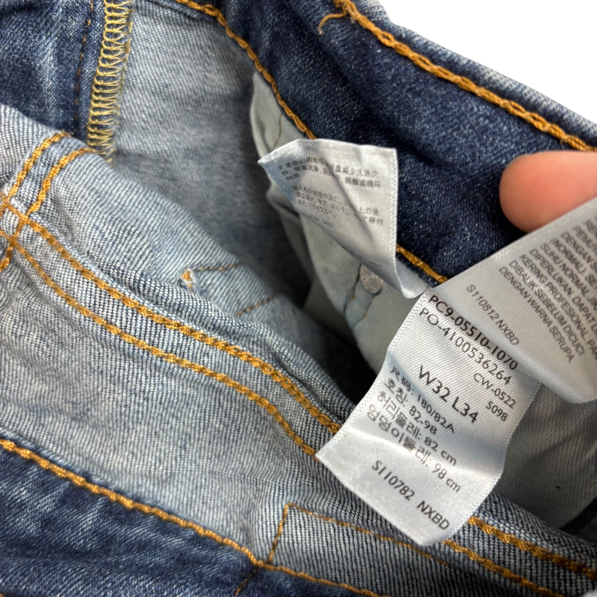 Levis 510 Jeans W32 L34 Mens Mid Blue Skinny Fit Stretch Denim (E)