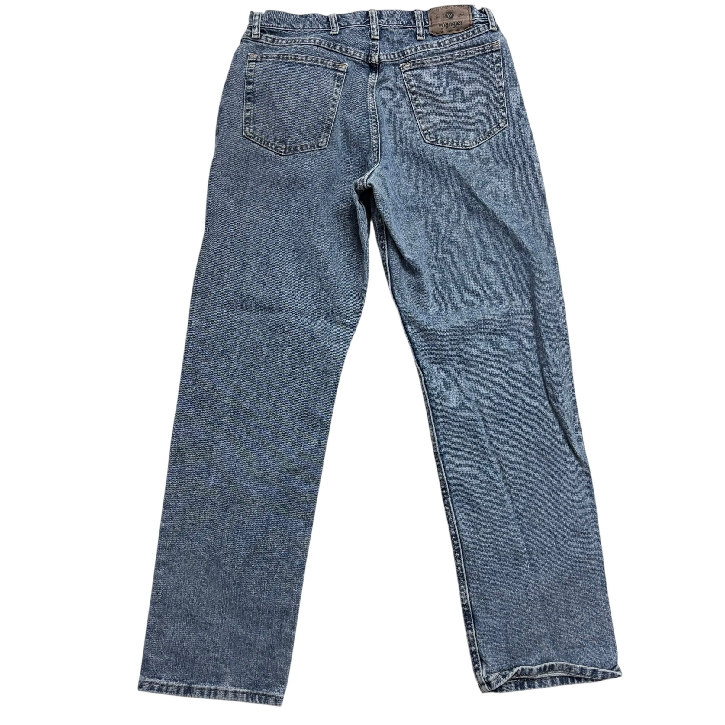 Wrangler Jeans W34 L34 Mens Mid Blue Relaxed Straight Fit Denim (F)