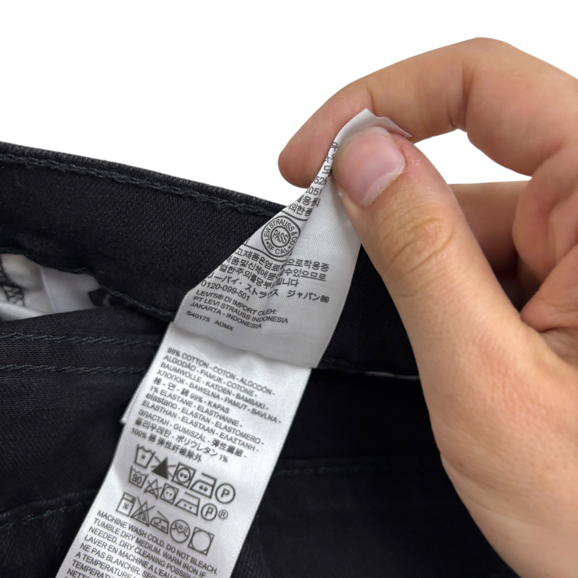 Levis 502 Jeans W52 L27 Mens Black Regular Tapered Fit Stretch Denim (E)