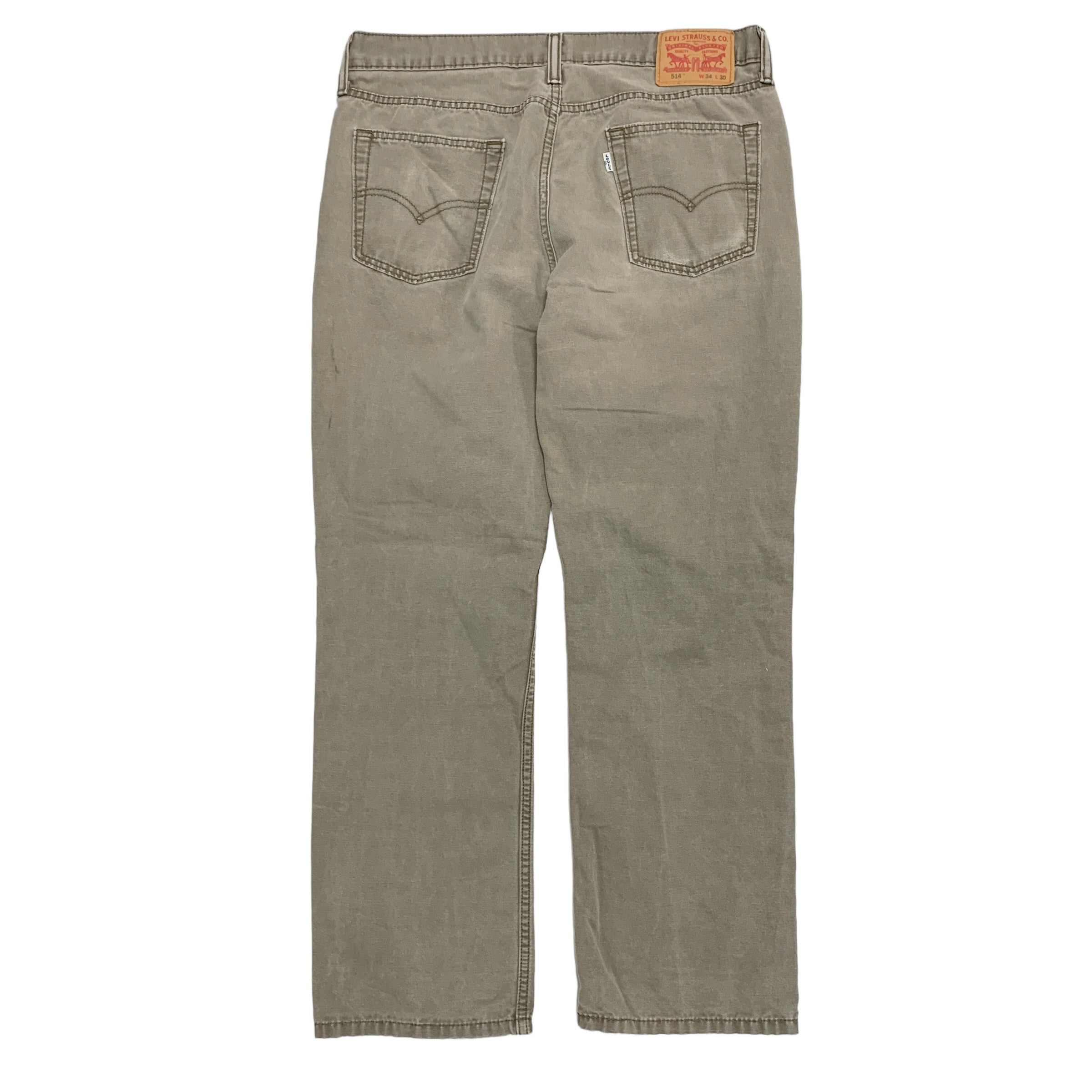 Levis 514 Trousers W34 L30 Mens Olive Green Regular Straight Fit Cotton Pants