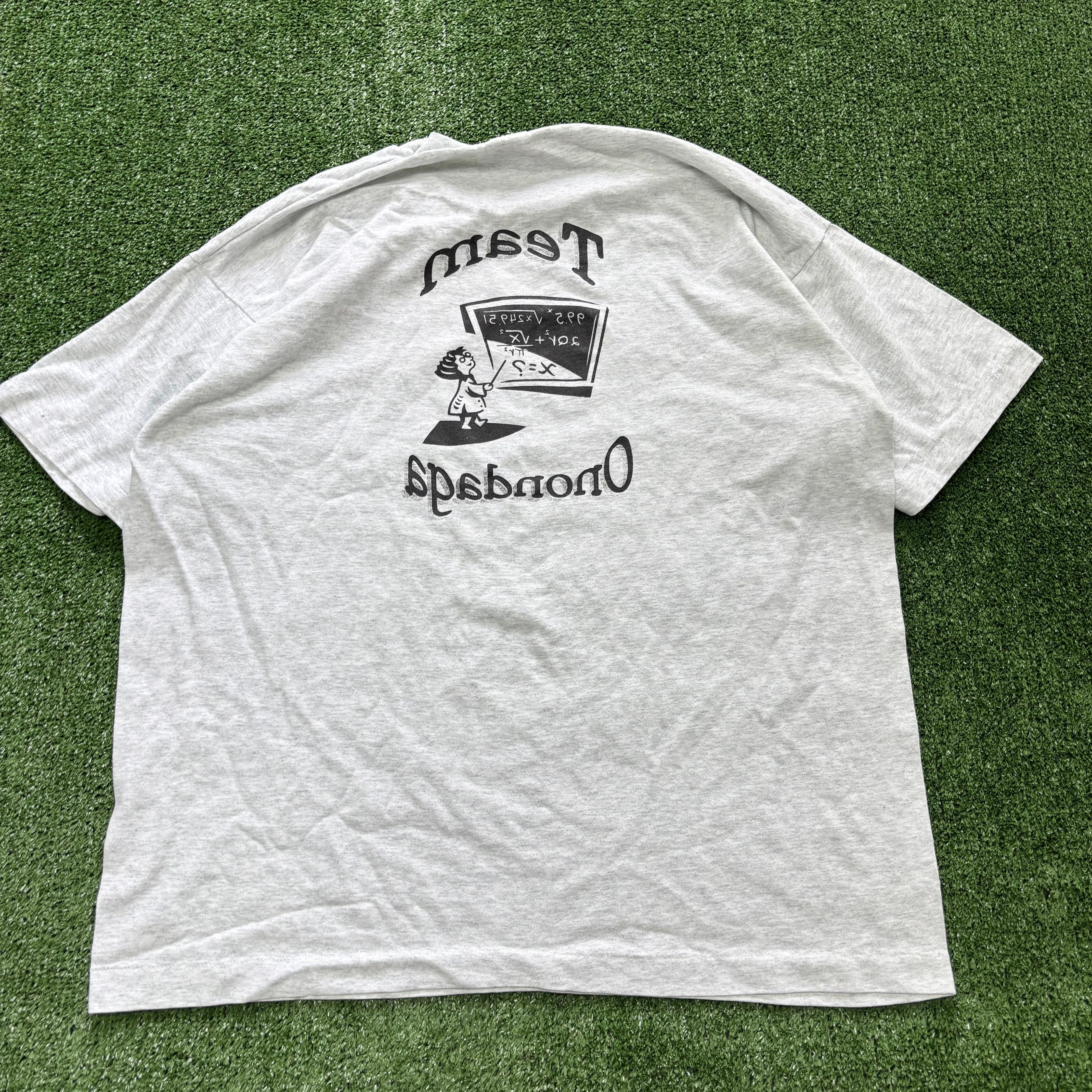 Vintage T Shirt Mens XL Grey Single Stitch Graphic Print 90s USA Math