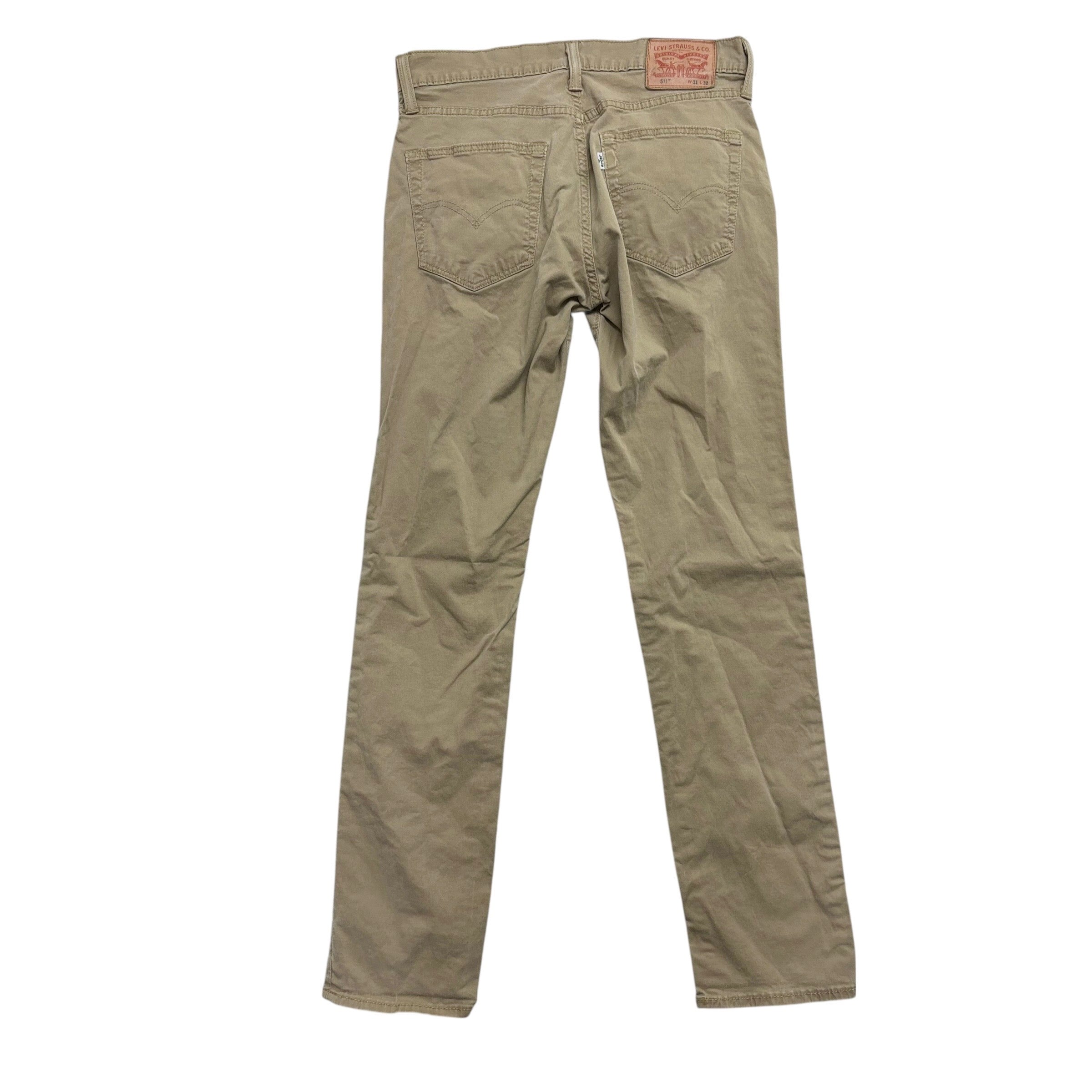 Levis 511 Trousers W30 L32 Mens Beige Slim Fit Stretch Pants (E)