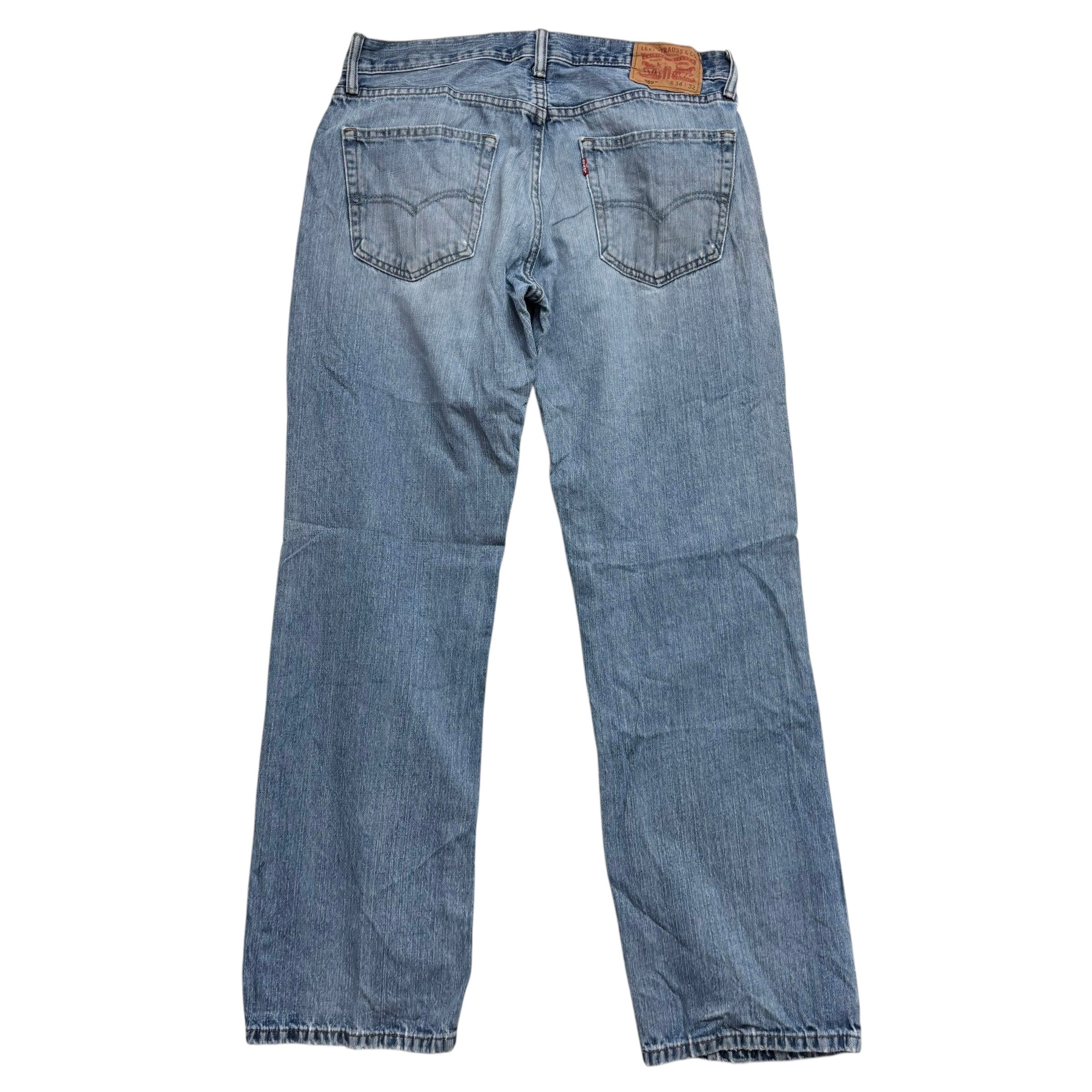 Levis 559 Jeans W34 L32 Mens Light Blue Baggy Relaxed Fit Distressed