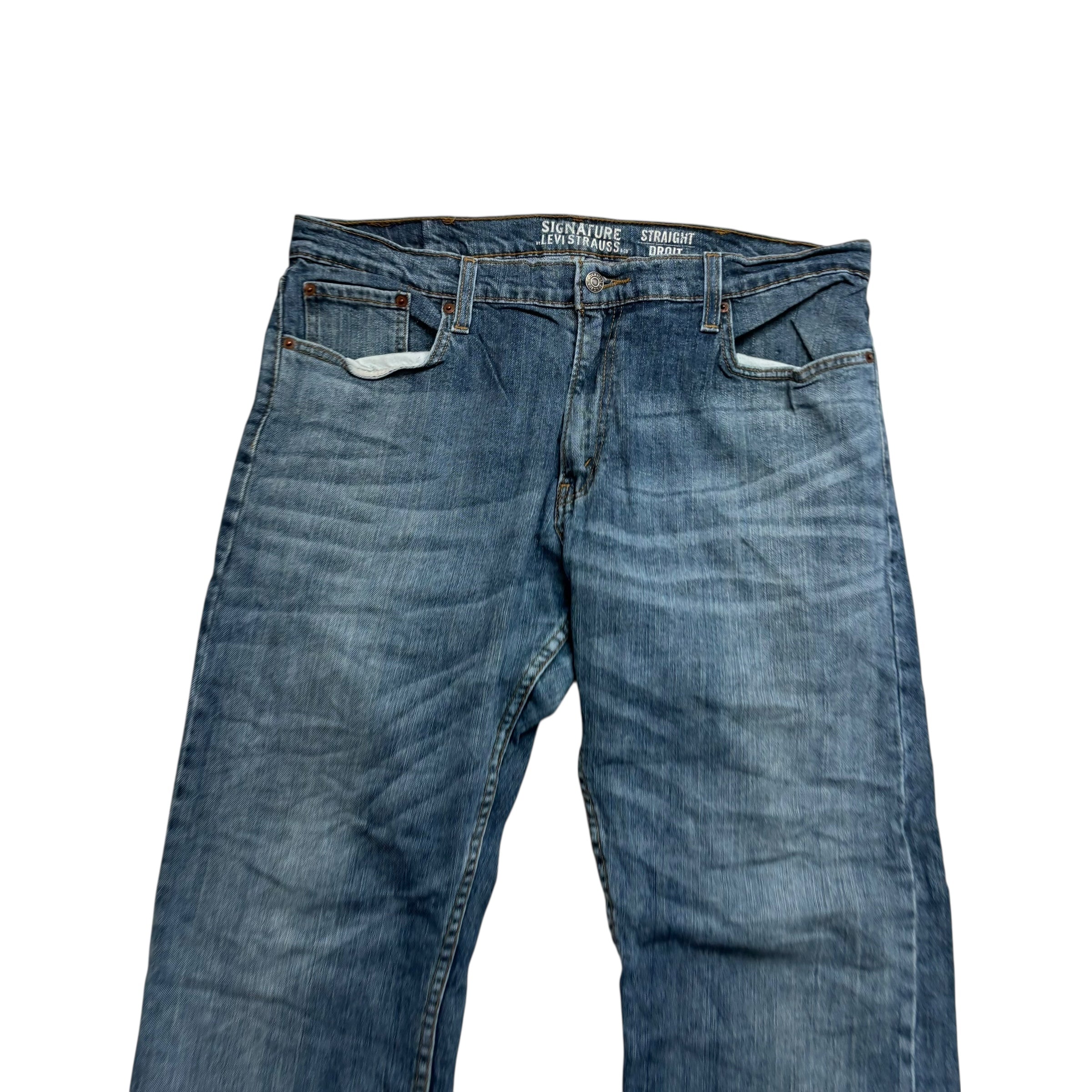 Levis Signature Jeans W38 L30 Mens Dark Blue Regular Straight Fit Stretch Denim