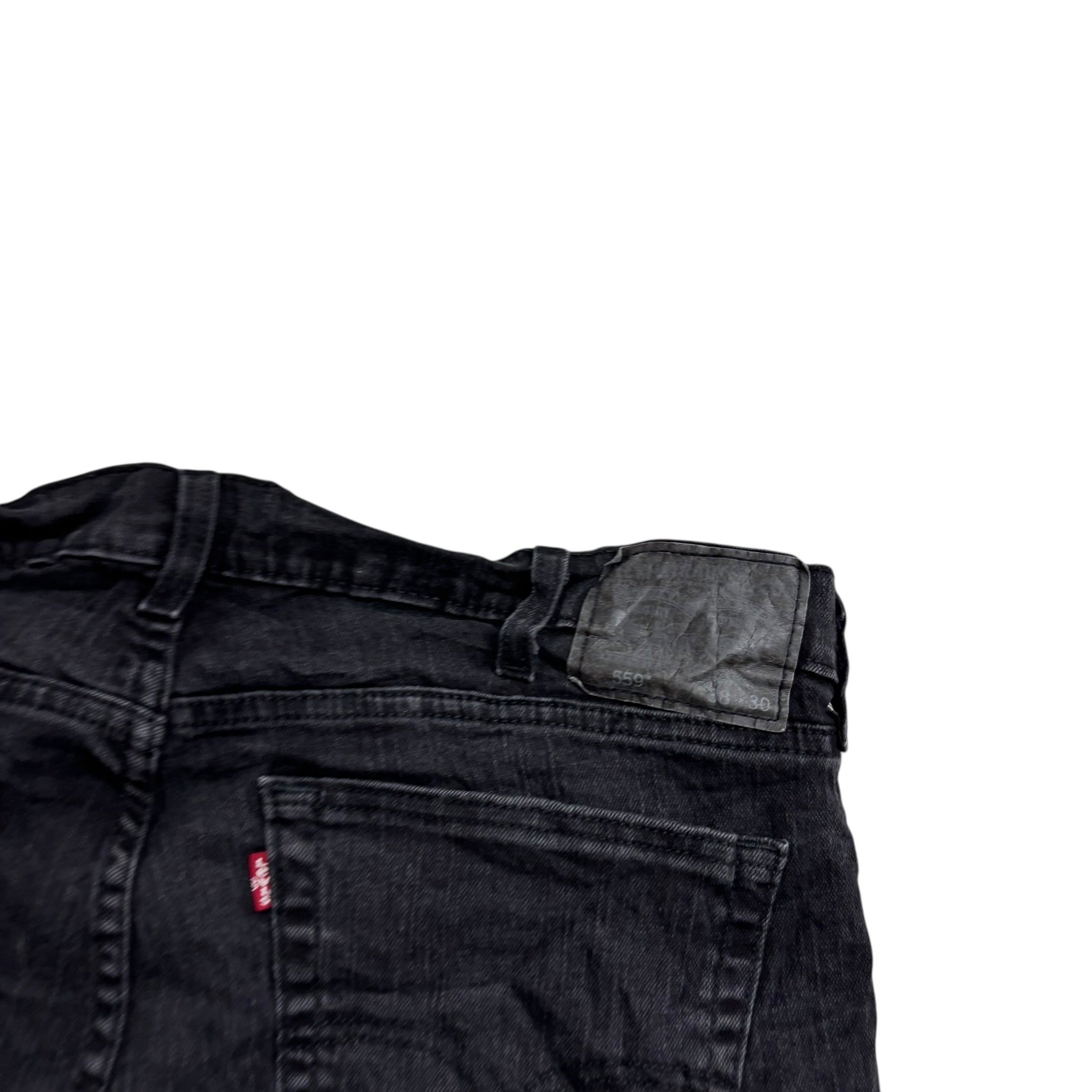 Levis 559 Jeans W38 L30 Mens Black Regular Straight Fit Stretch Denim