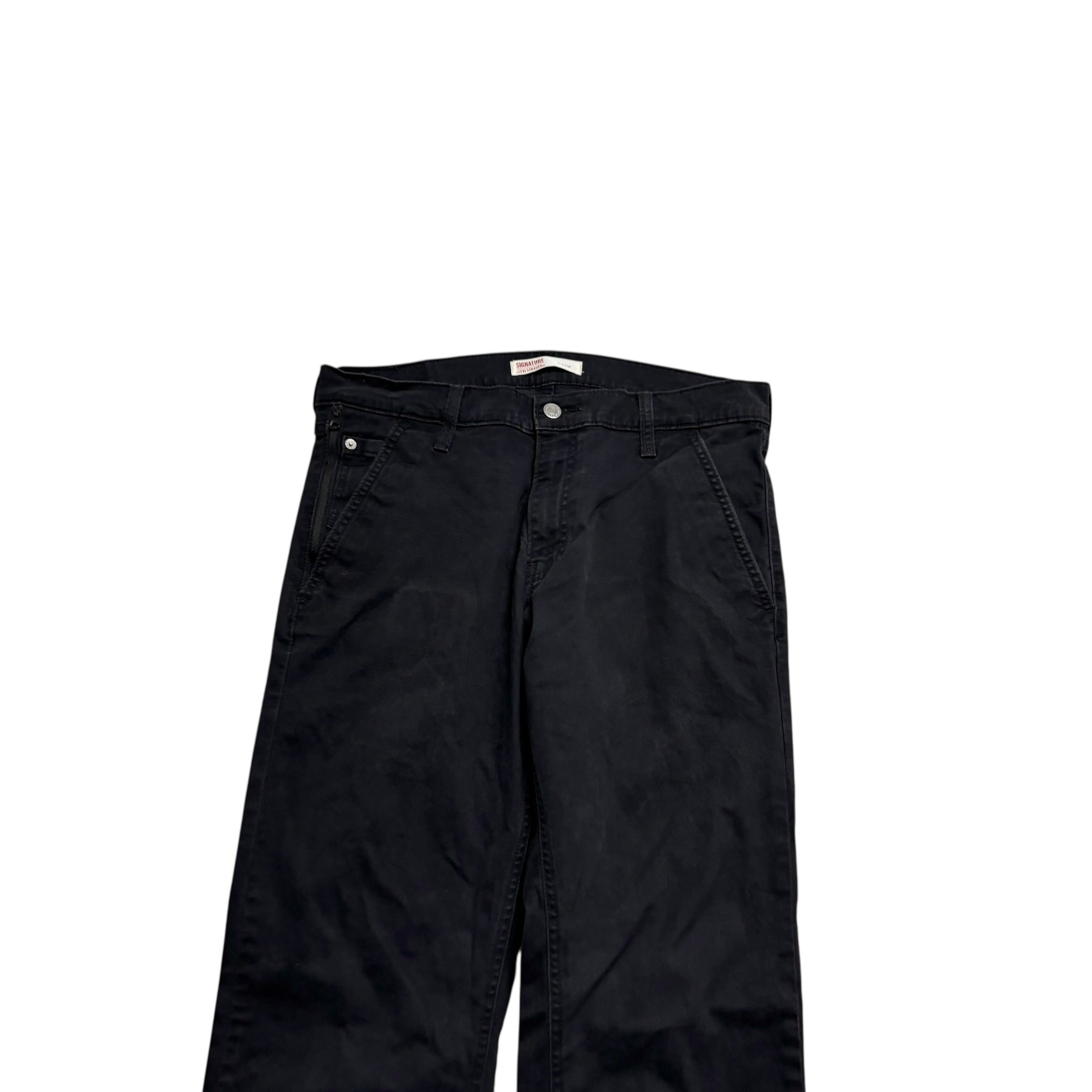 Levis Signature Trousers W32 L31 Mens Black Athletic Straight Stretch Pants (E)