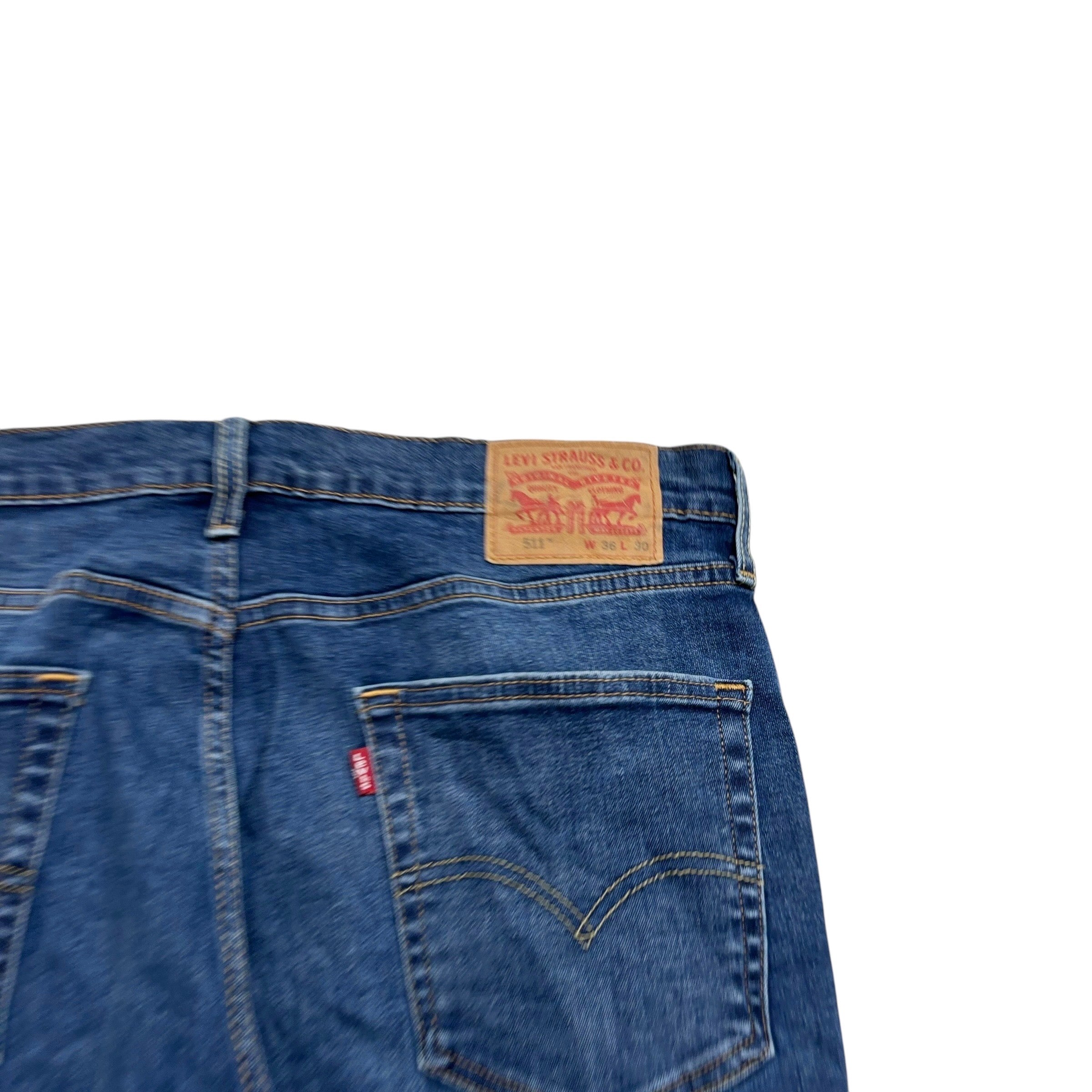 Levis 511 Jeans W36 L30 Mens Mid Blue Slim Fit Stretch Denim (E)