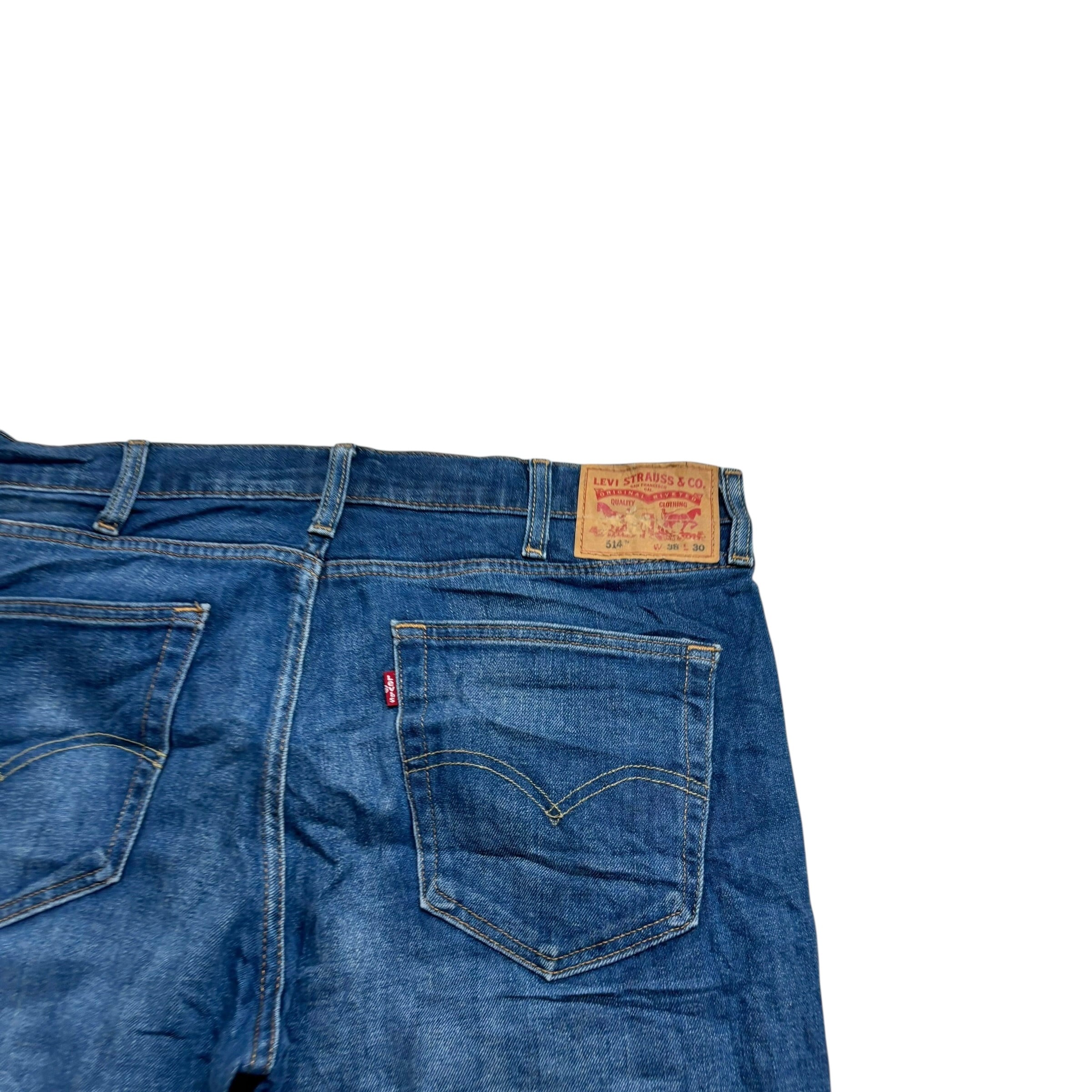 Levis 514 Jeans W38 L30 Mens Dark Blue Regular Straight Fit Stretch Denim