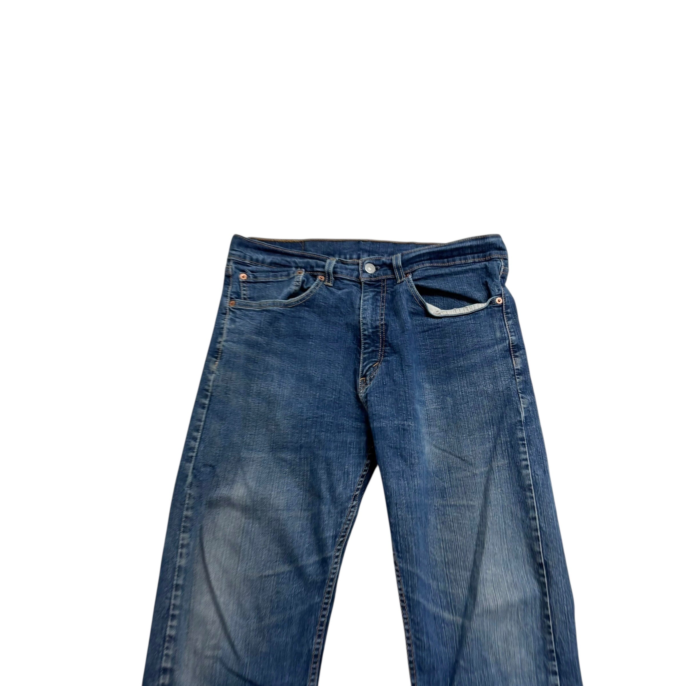 Levis 505 Jeans W33 L34 Mens Mid Blue Regular Straight Fit Stretch Denim (F)