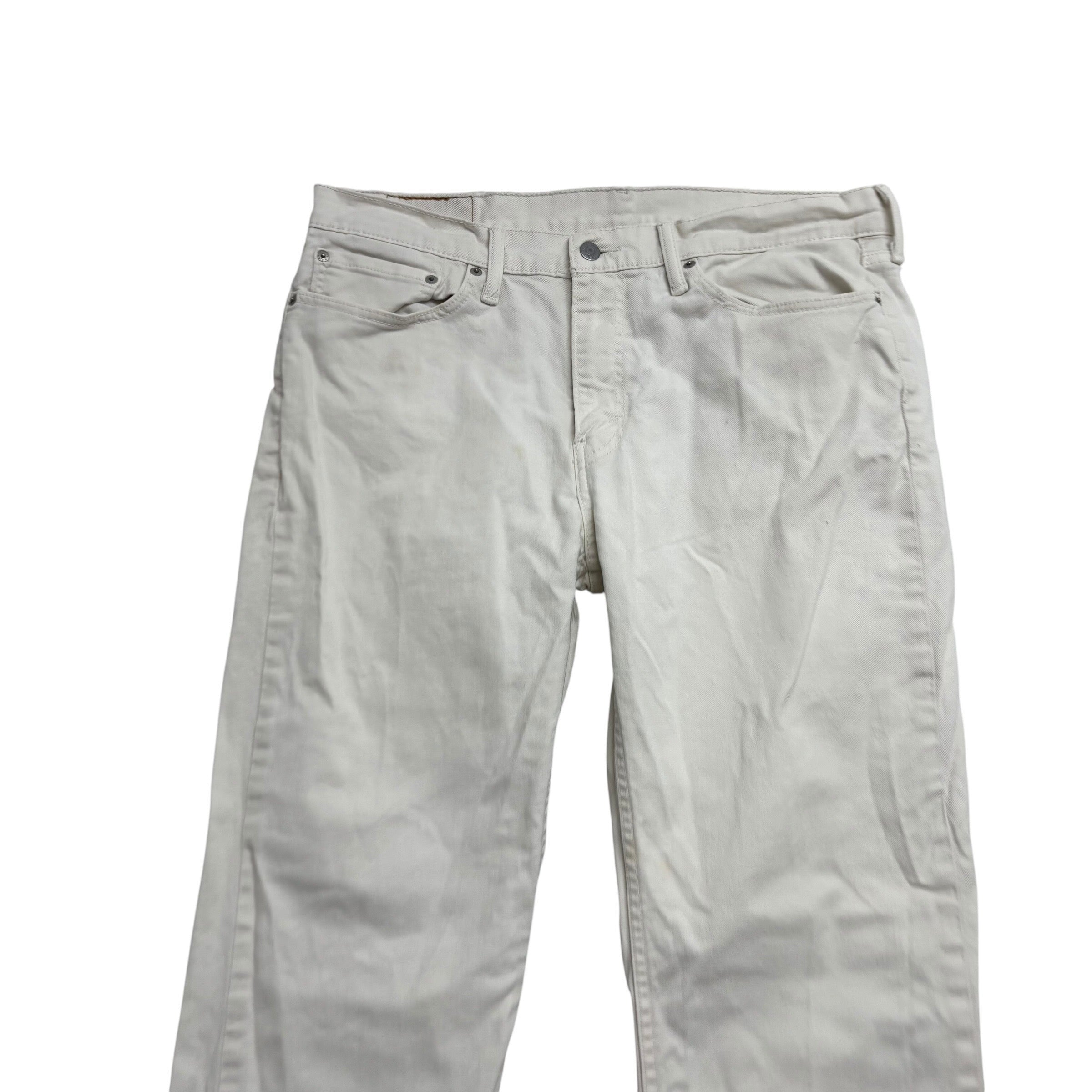 Levis 514 Jeans W36 L30 Mens White Regular Straight Fit Stretch Denim (F)