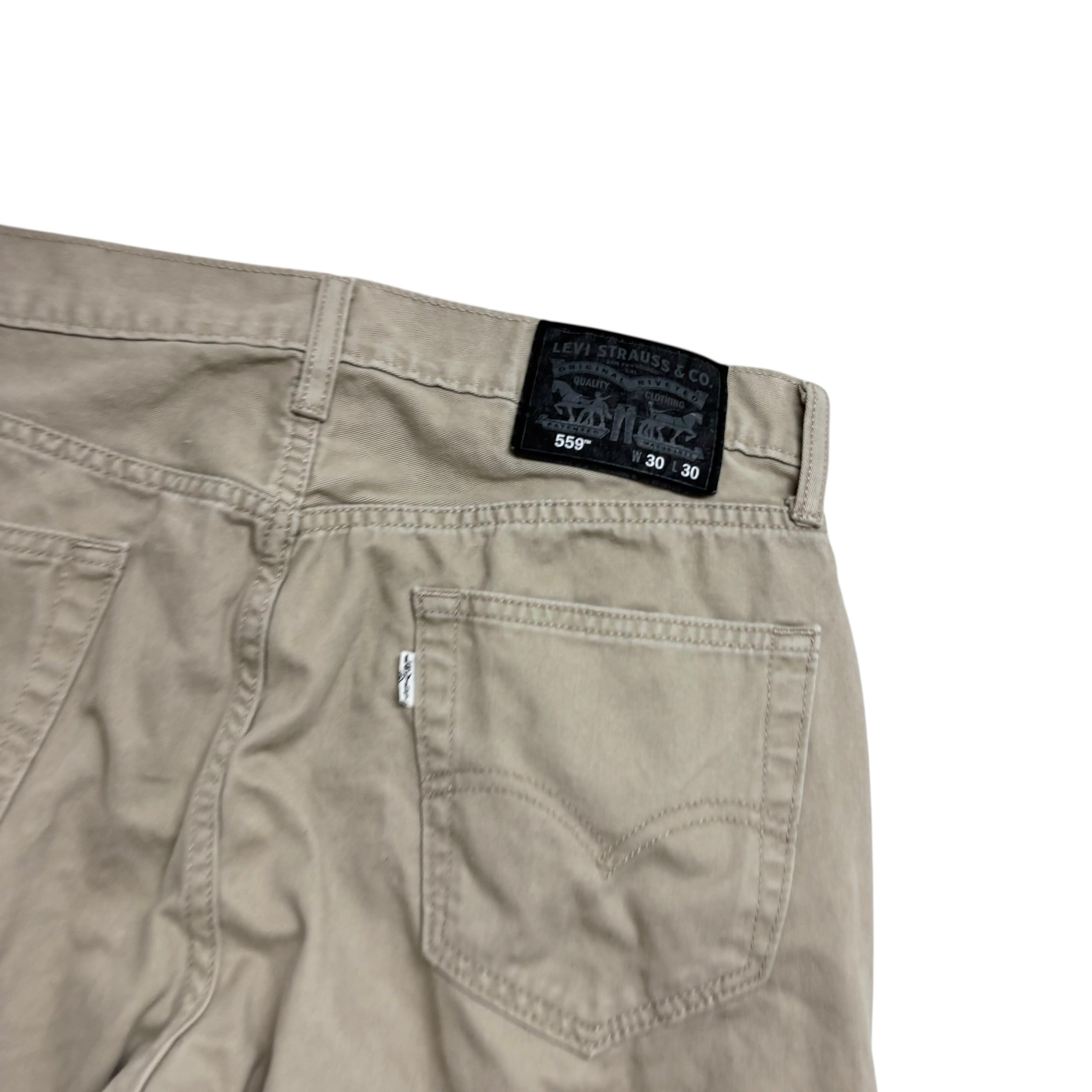 Levis 559 Trousers W30 L30 Mens Cream Baggy Relaxed Straight Fit Pants (E)