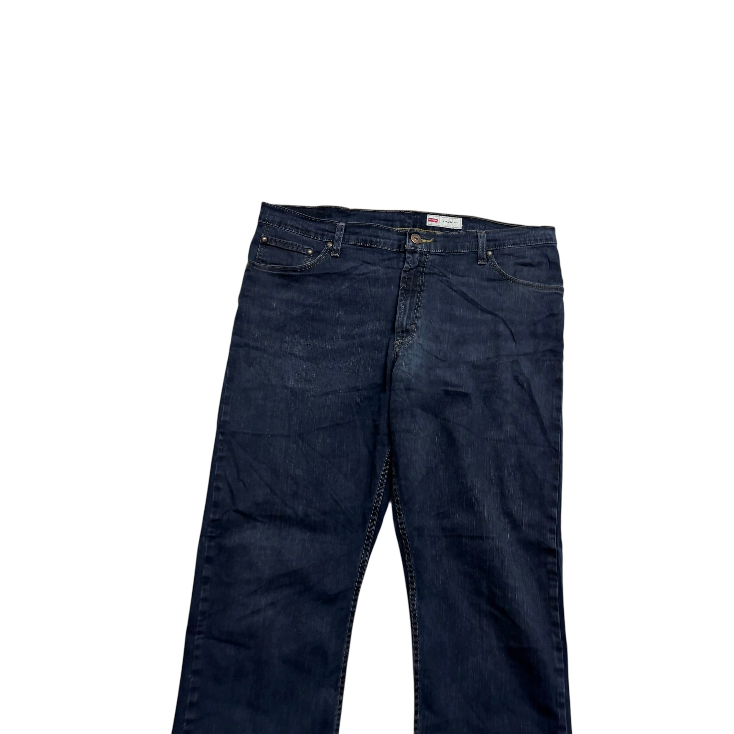 Wrangler Jeans W38 L30 Mens Dark Blue Slim Straight Fit Stretch Denim (E)