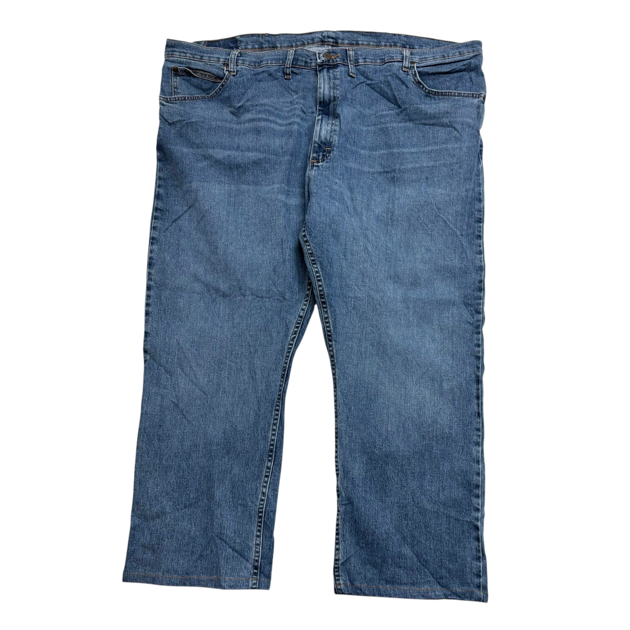 Wrangler Jeans W48 L26 Mens Mid Blue Relaxed Straight Fit Stretch Denim (E)