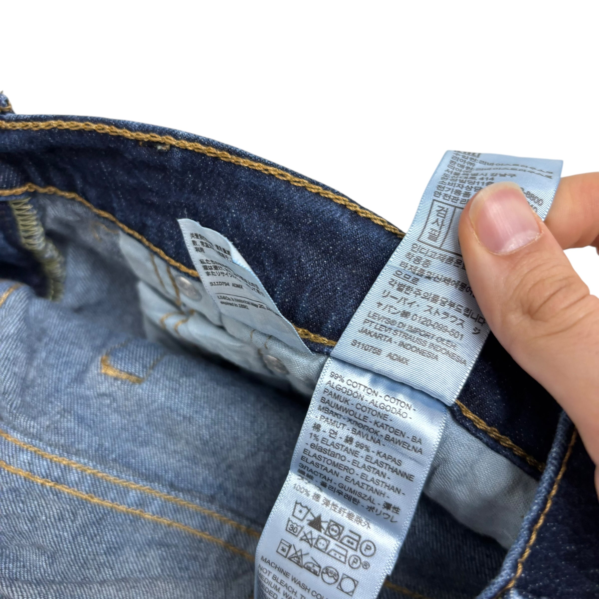 Levis 505 Jeans W34 L25 Mens Dark Blue Regular Straight Fit Stretch Denim (E)