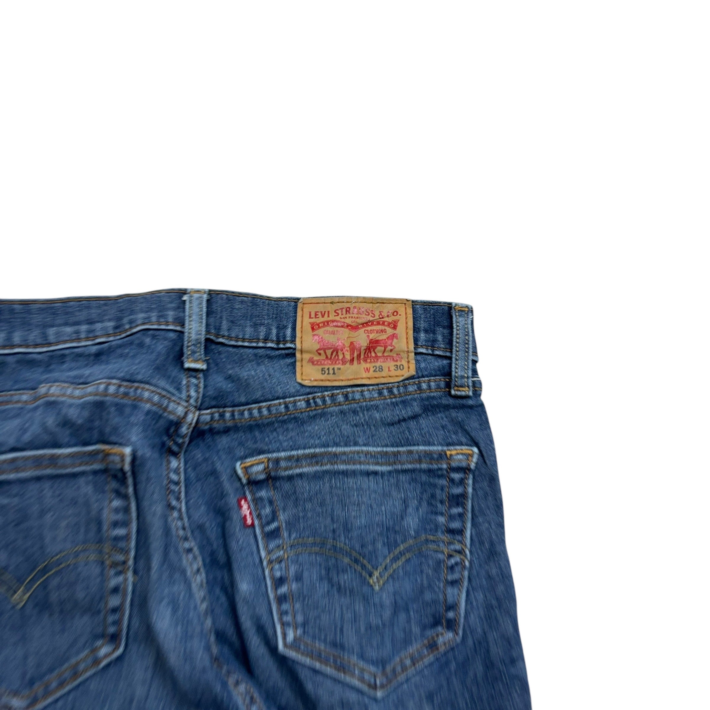 Levis 511 Jeans W28 L30 Mens Mid Blue Slim Fit Stretch Denim