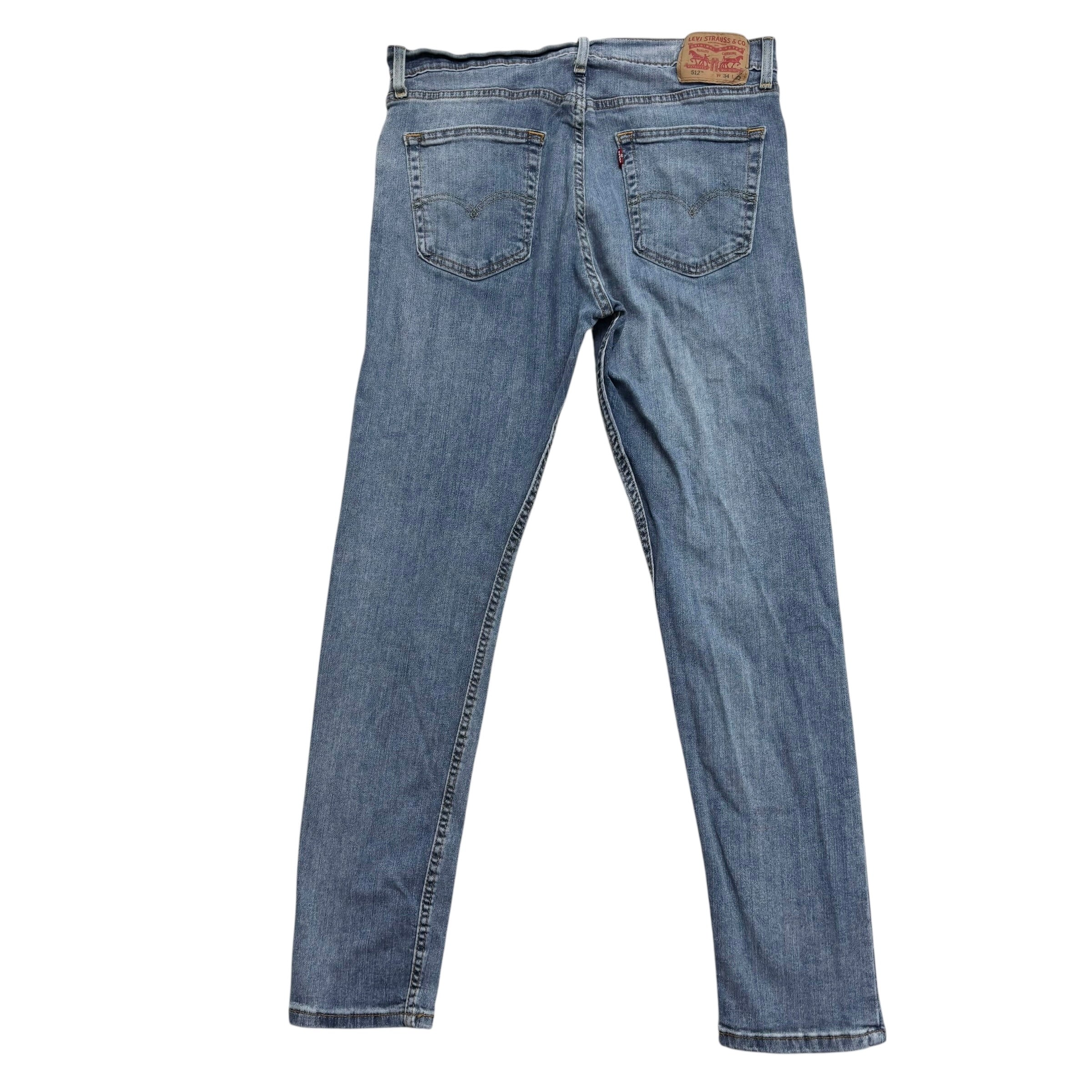 Levis 512 Jeans W34 L32 Mens Mid Blue Slim Tapered Fit Stretch Denim (E)