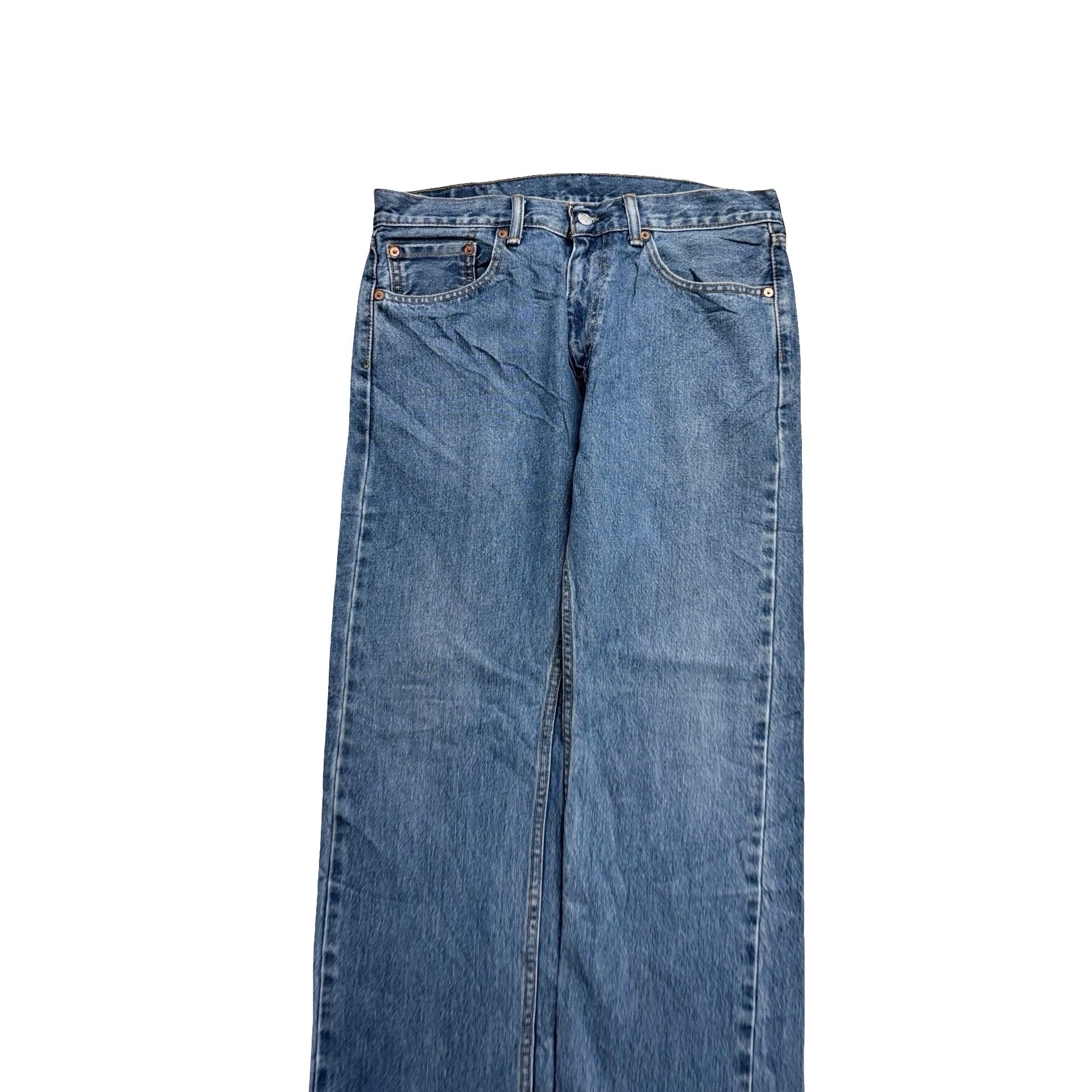 Levis 505 Jeans W32 L32 Mens Mid Blue Regular Straight Fit Denim (E)