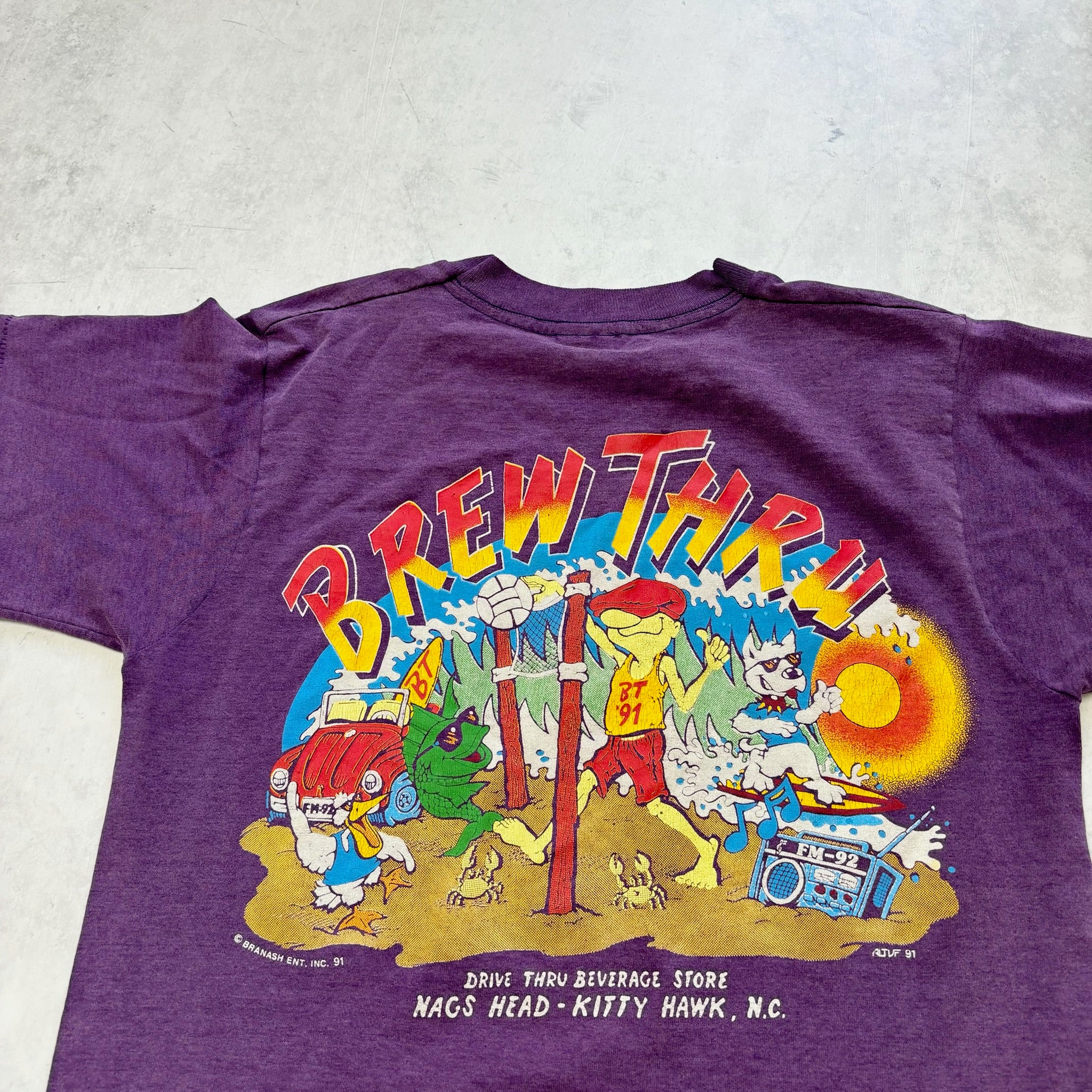 Vintage T Shirt Mens Small Purple Single Stitch Graphic Print 90s USA Beer