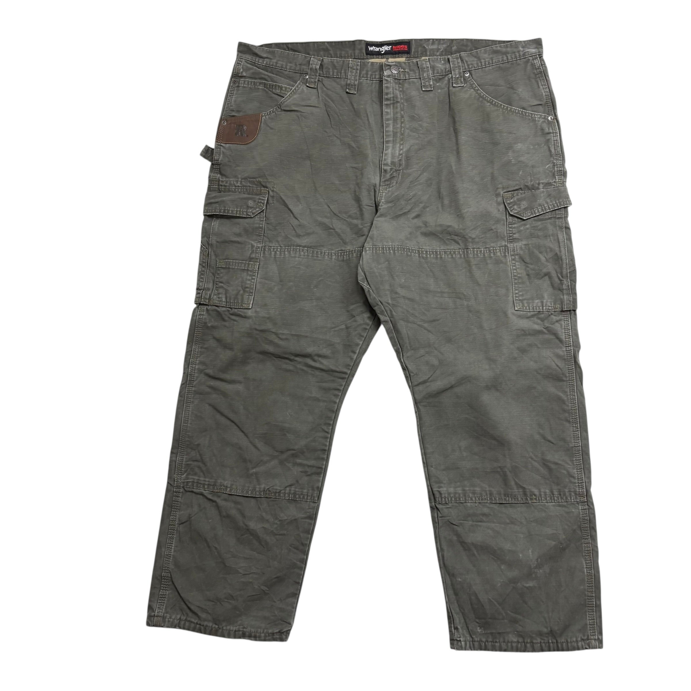 Wrangler Carpenter Pants W44 L30 Mens Olive Relaxed Straight Fit Cargo Trousers