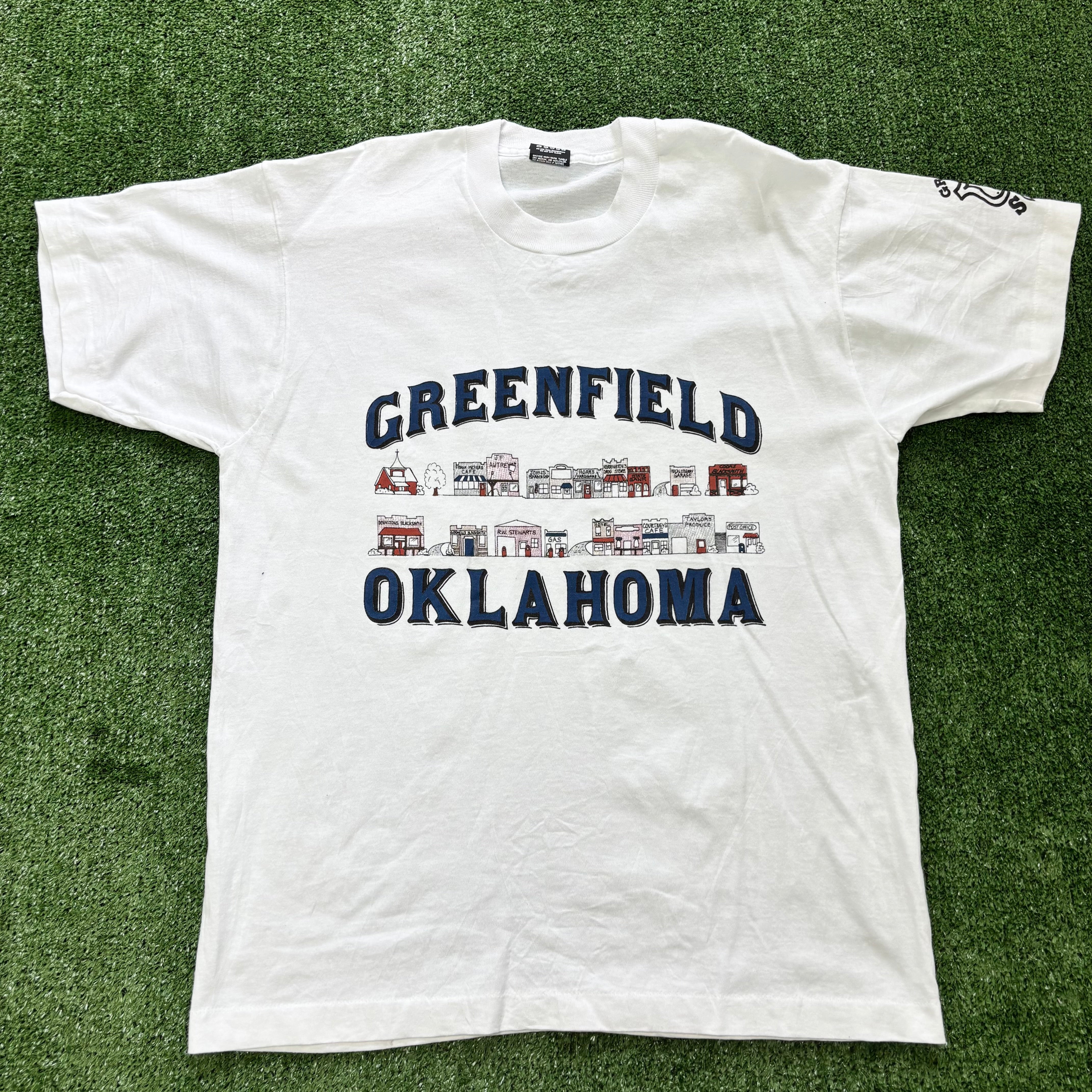 Vintage T Shirt Mens Large White Single Stitch Graphic Print 90s USA Tourist (E)