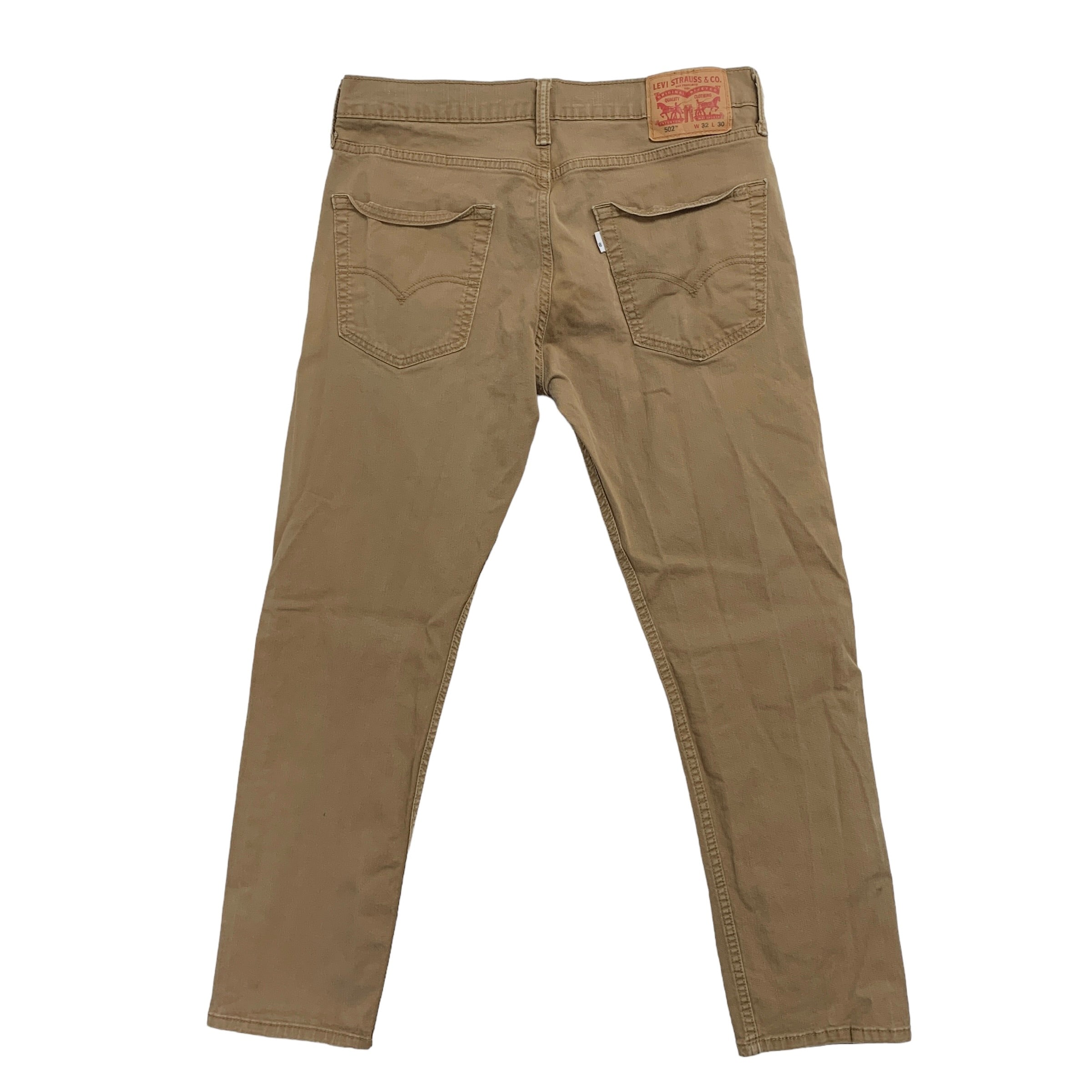 Levis 502 Trousers W32 L27 Mens Beige Tan Regular Tapered Stretch Cotton Pants