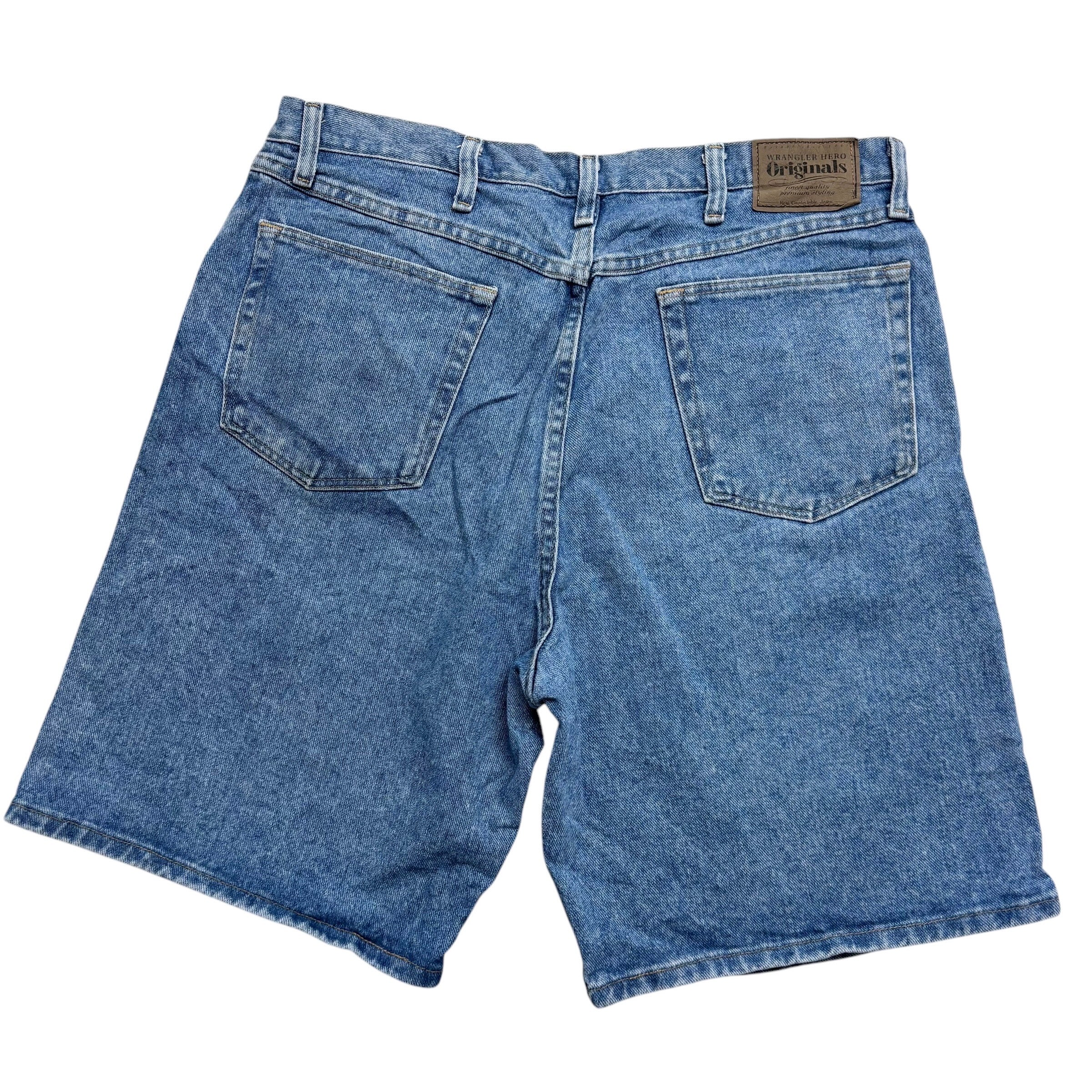 Vintage Wrangler Baggy Jorts W36 Mens Denim Shorts Light Blue Relaxed Fit