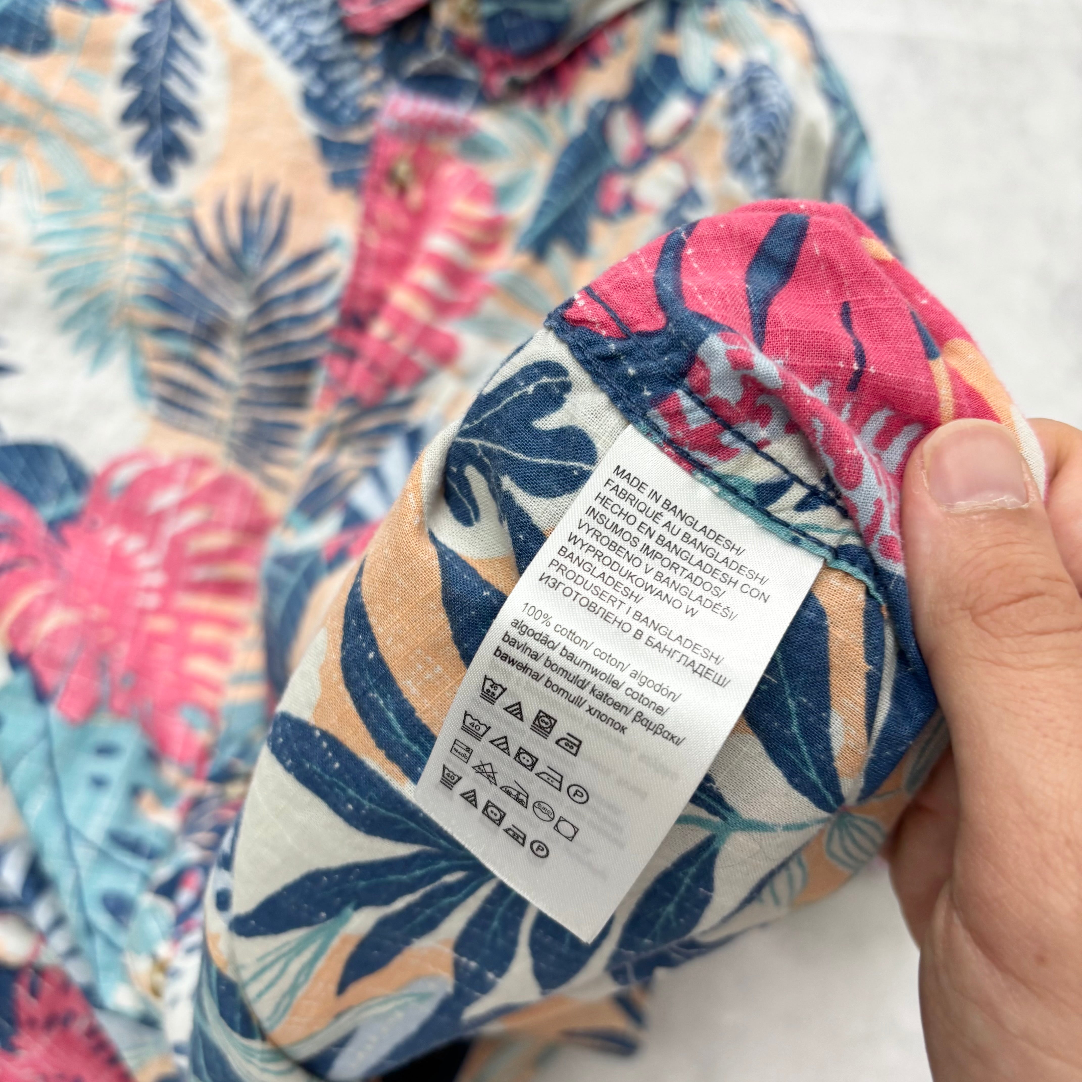 Hawaiian Shirt Mens XXL Tall Multicoloured Floral Aloha Short Sleeve Cotton (E)