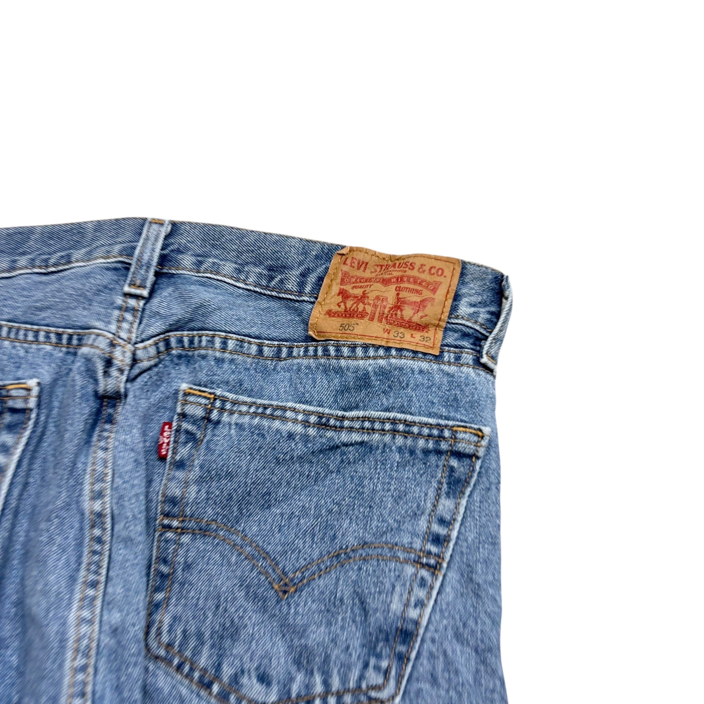 Levis 505 Jeans W33 L30 Mens Light Blue Regular Straight Fit Denim