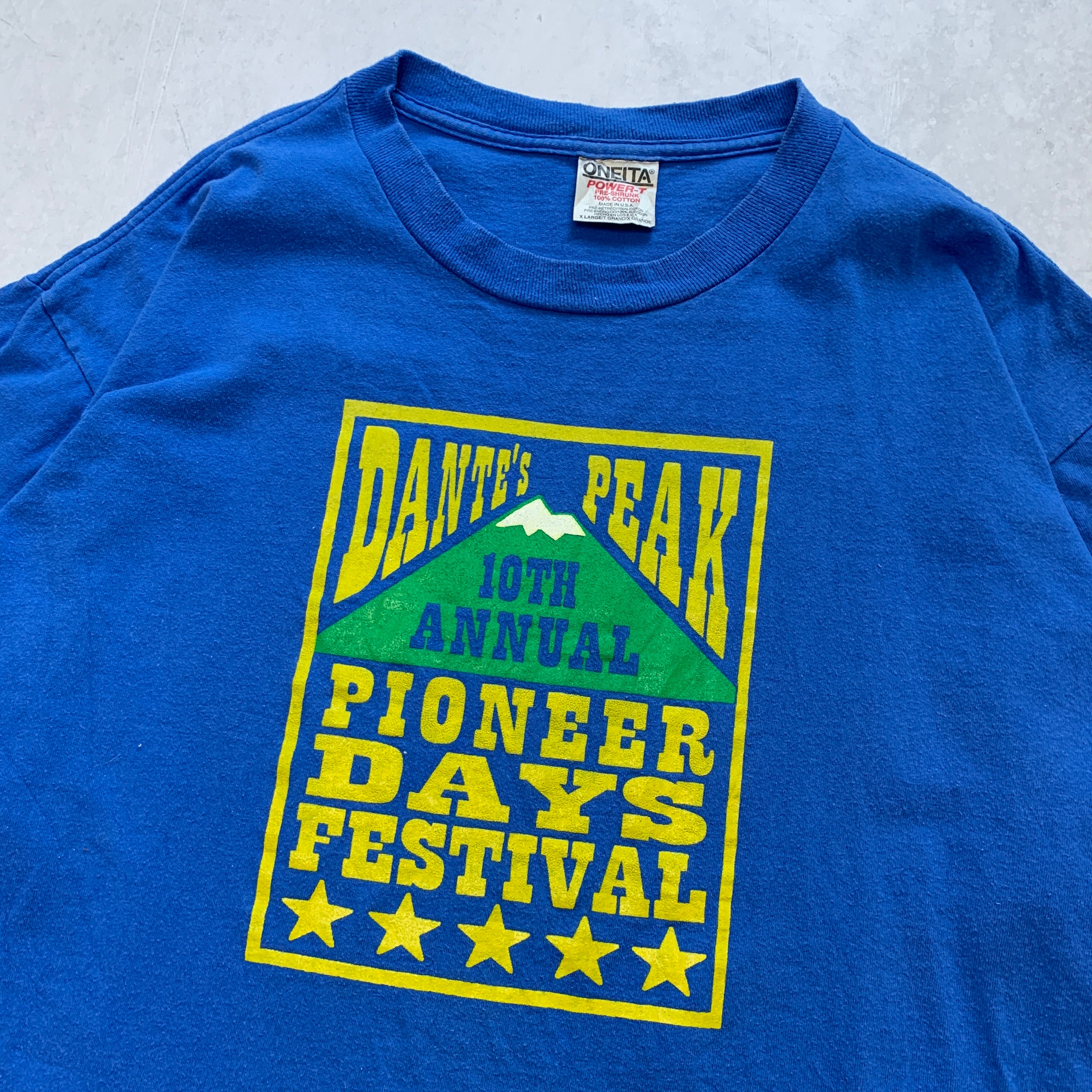 Vintage T Shirt Mens XL Blue Single Stitch Graphic Print 90s USA Festival