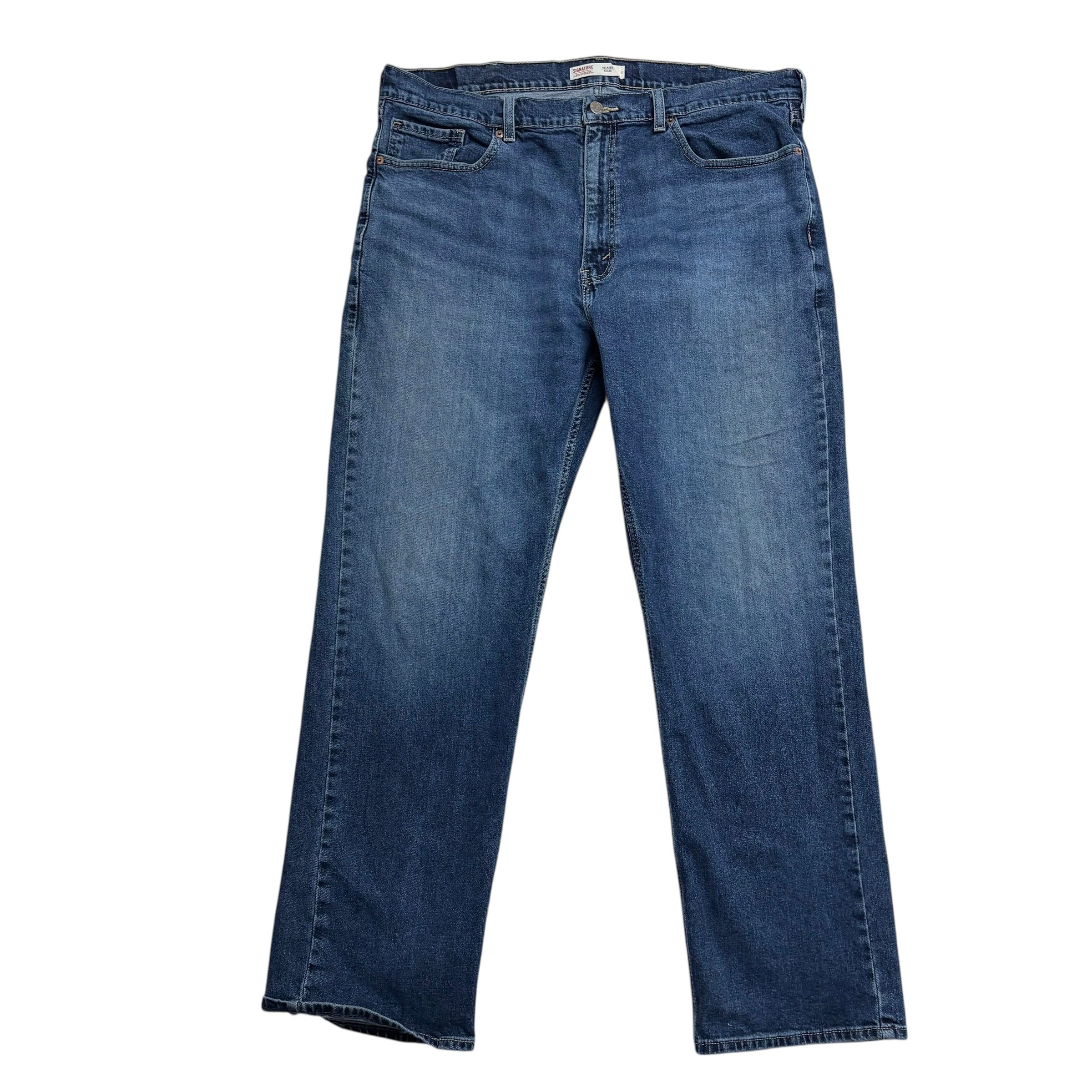 Levis Signature Jeans W38 L32 Mens Mid Blue Baggy Relaxed Fit Stretch