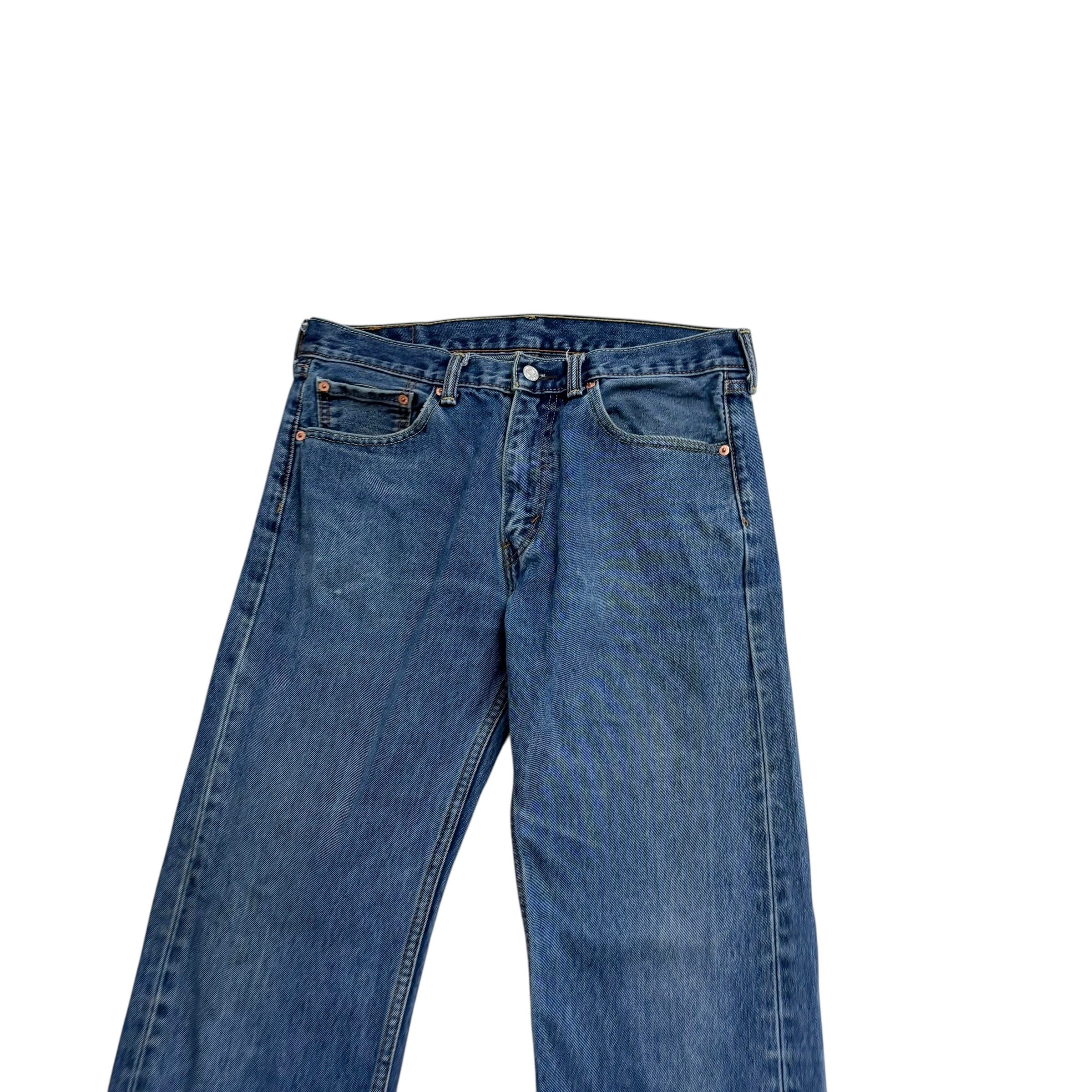 Levis 505 Jeans W33 L34 Mens Mid Blue Regular Straight Fit Denim (F)