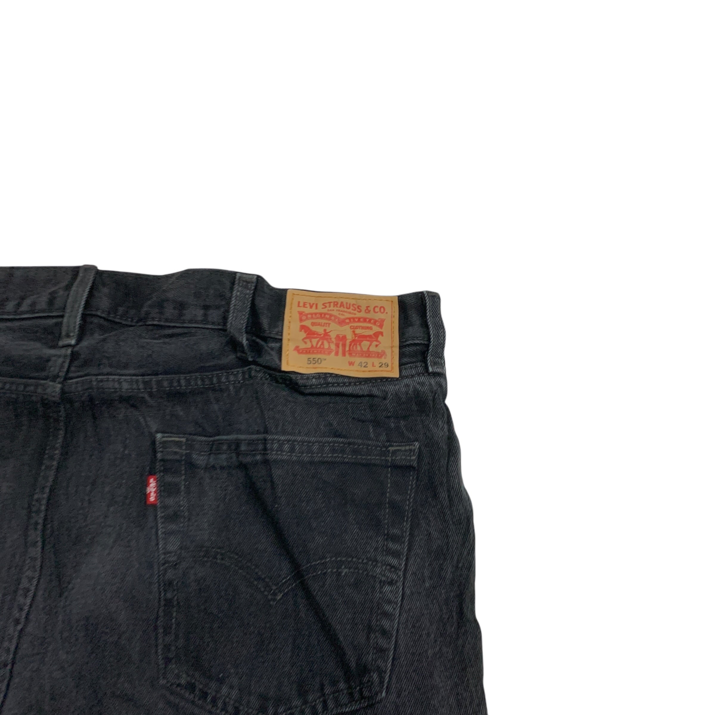 Levis 550 Jeans W42 L29 Mens Black Baggy Relaxed Straight Fit Denim