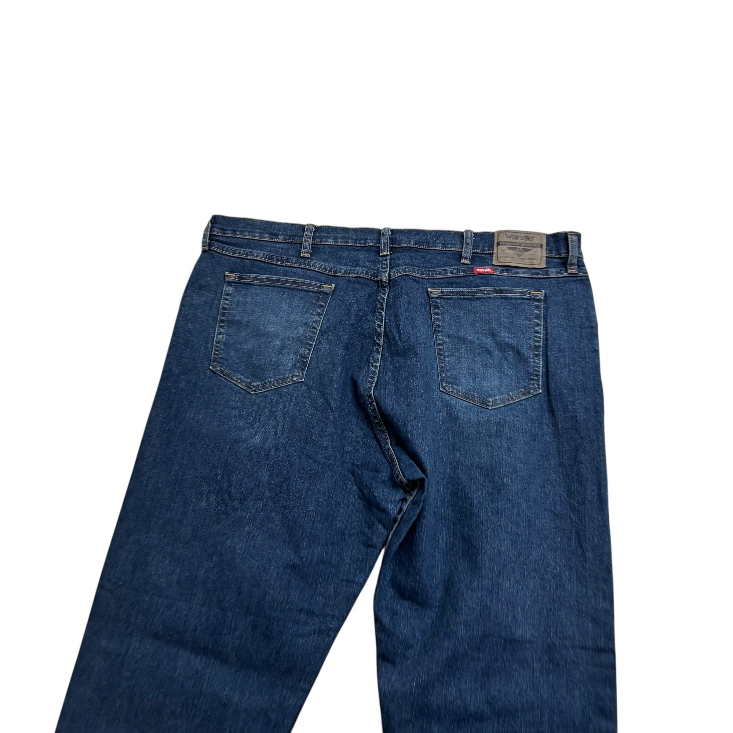 Wrangler Jeans W42 L30 Mens Dark Blue Relaxed Straight Fit Stretch Denim (E)