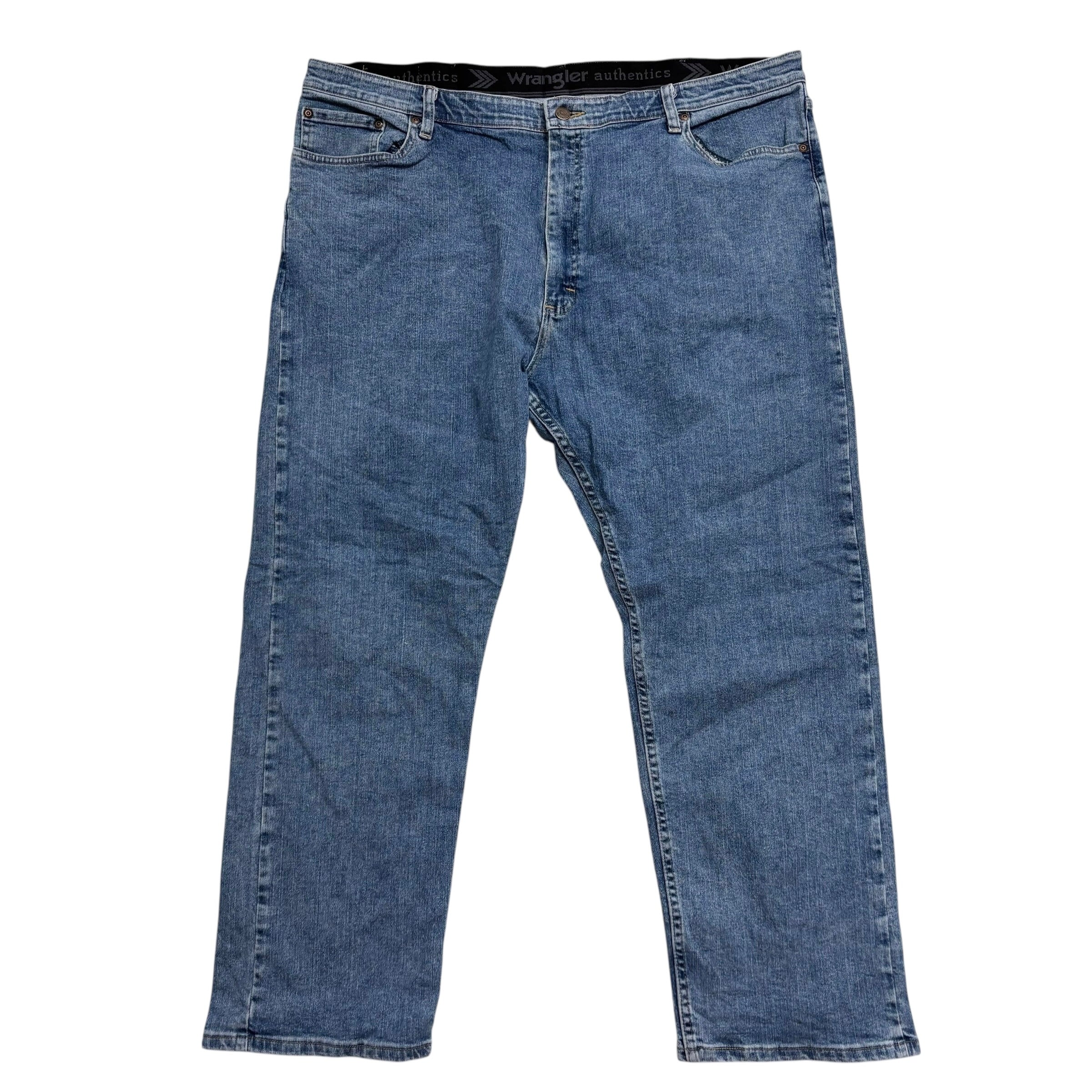 Wrangler Jeans W42 L29 Mens Mid Blue Regular Straight Fit Stretch Denim (E)