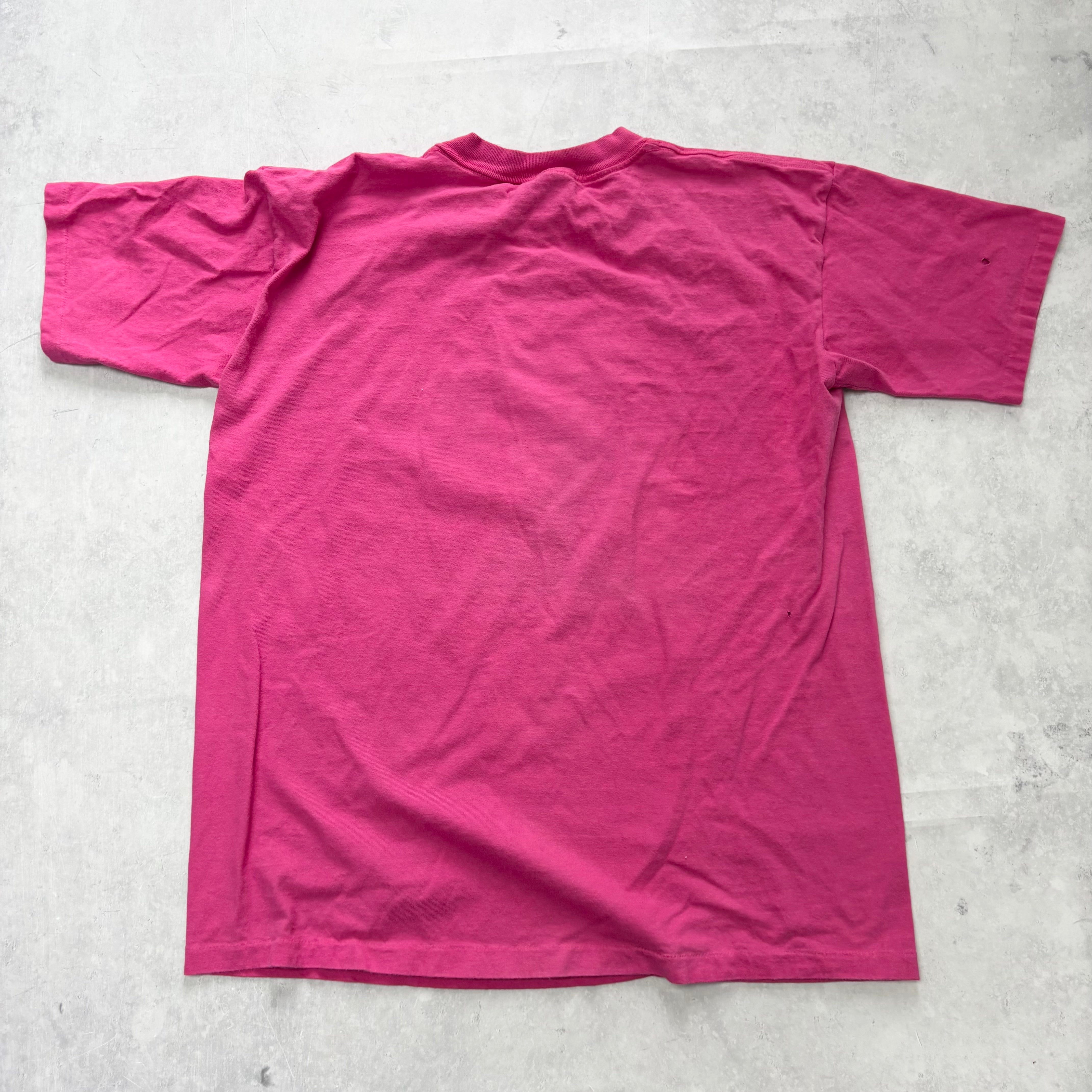 Vintage T Shirt Mens Large Pink Single Stitch Graphic Print 90s USA (F)