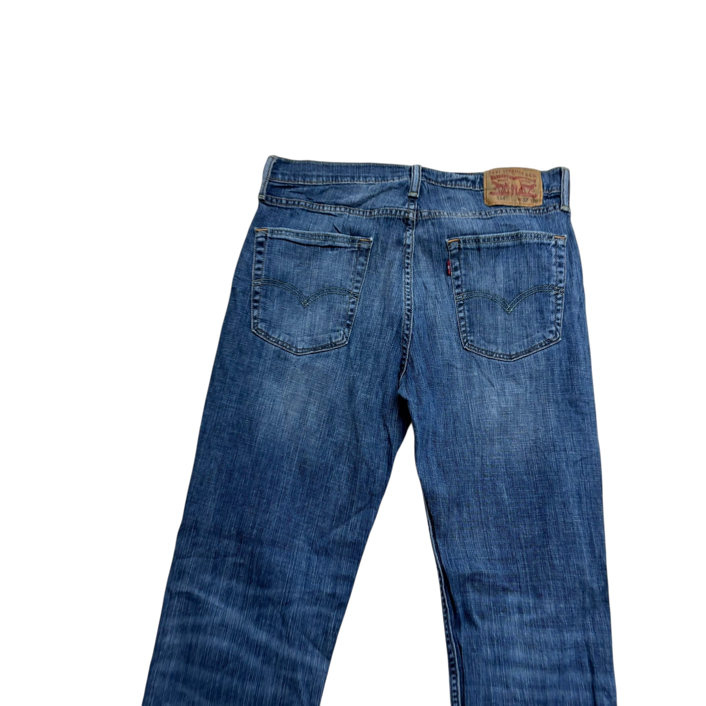 Levis 514 Jeans W32 L30 Mens Mid Blue Regular Straight Fit Stretch Denim