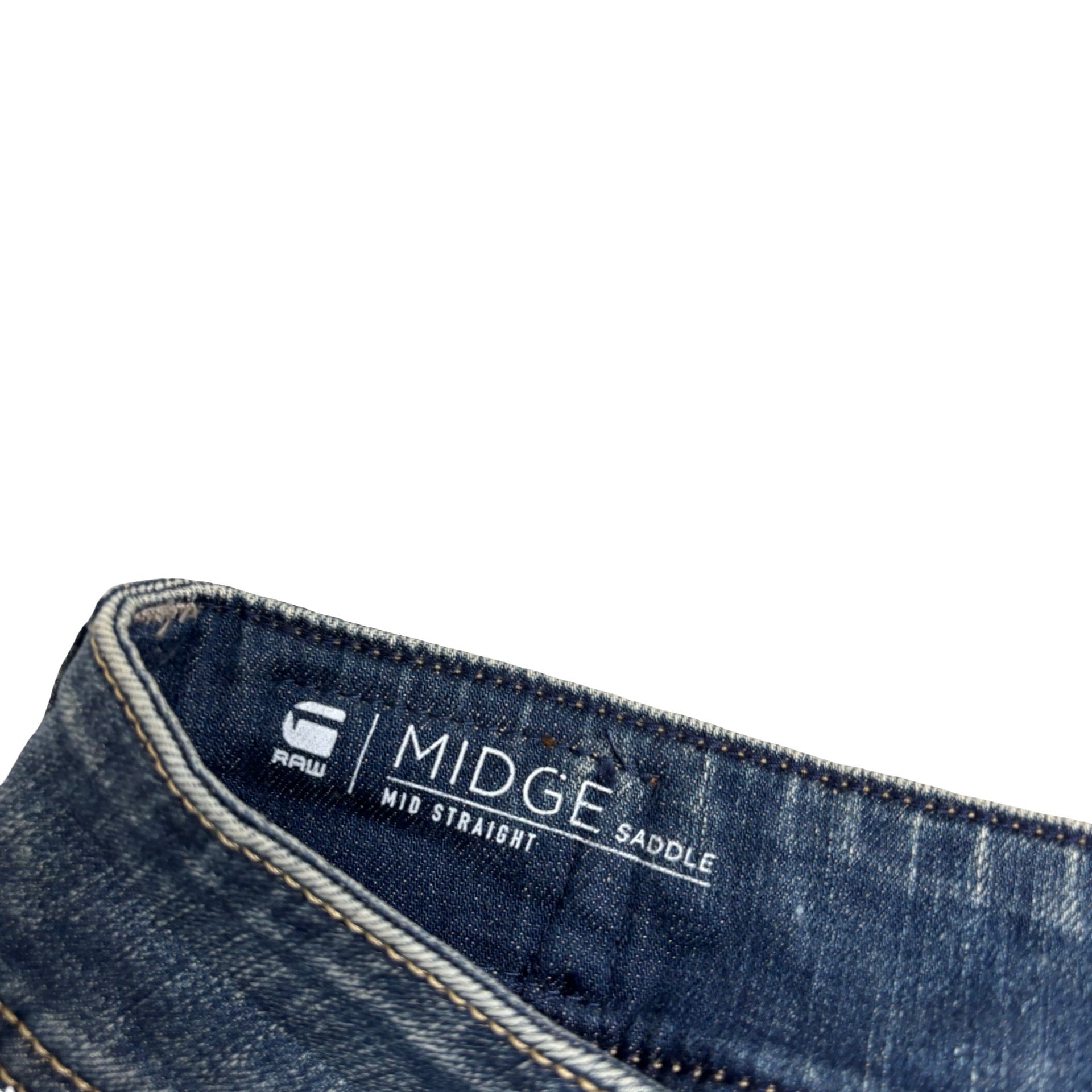 G Star Raw Midge Saddle Jeans W29 L30 Womens Dark Blue Stretch Denim (E)