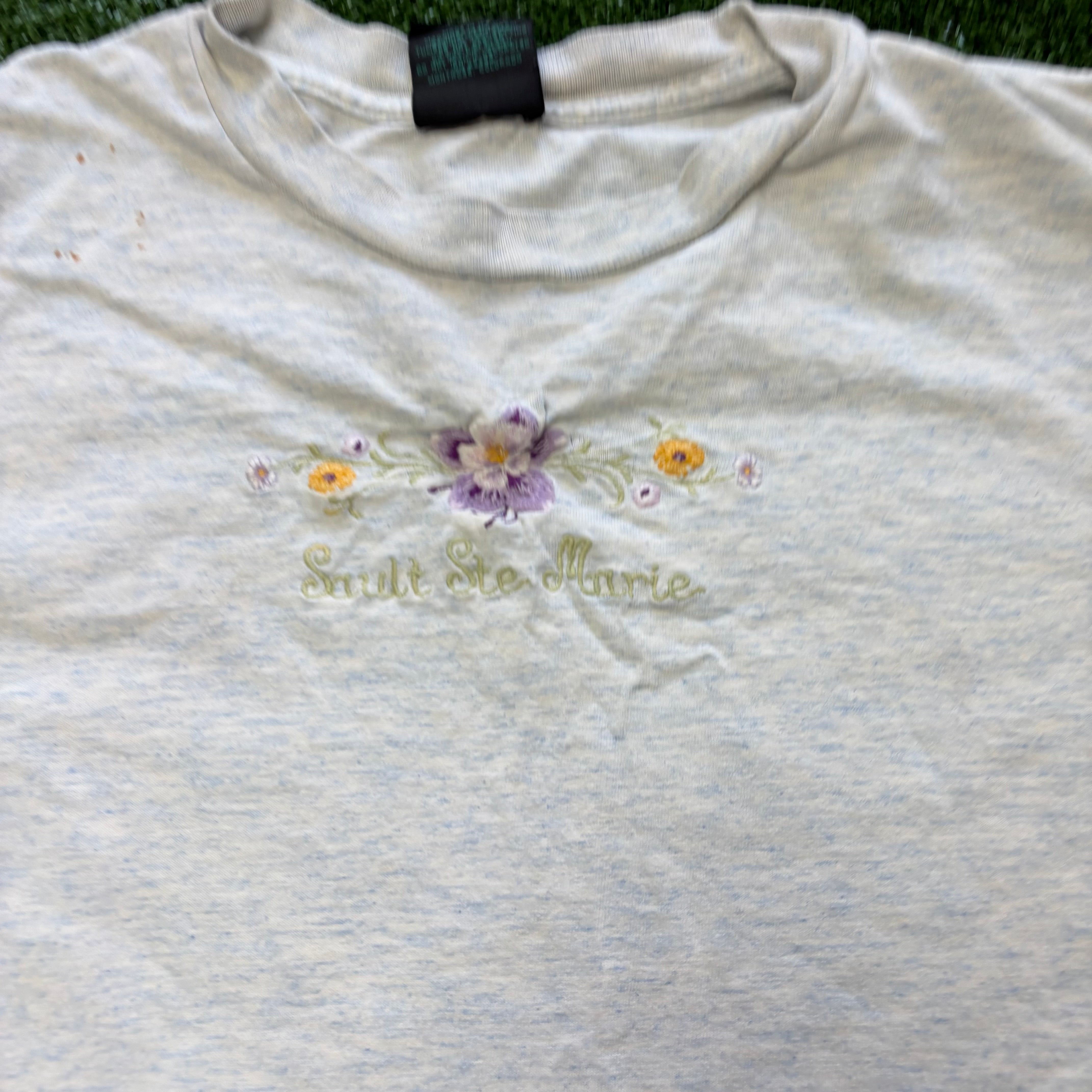 Vintage T Shirt Mens Medium Grey Single Stitch Graphic Print 90s (F)