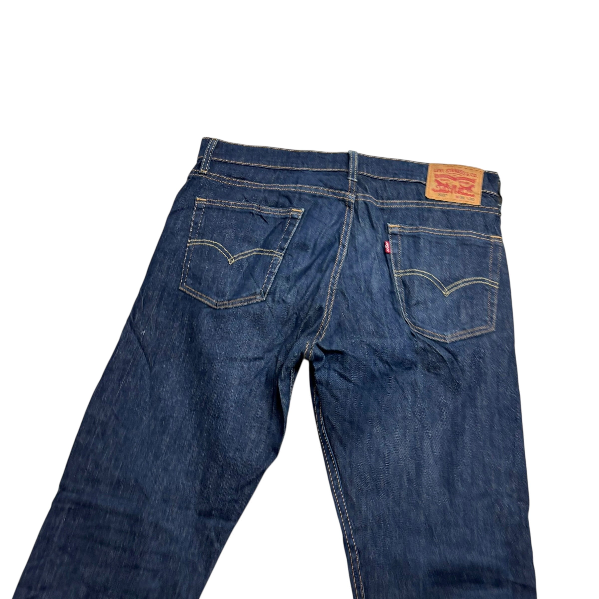 Levis 513 Jeans W34 L32 Mens Dark Blue Slim Straight Fit Stretch Denim (E)