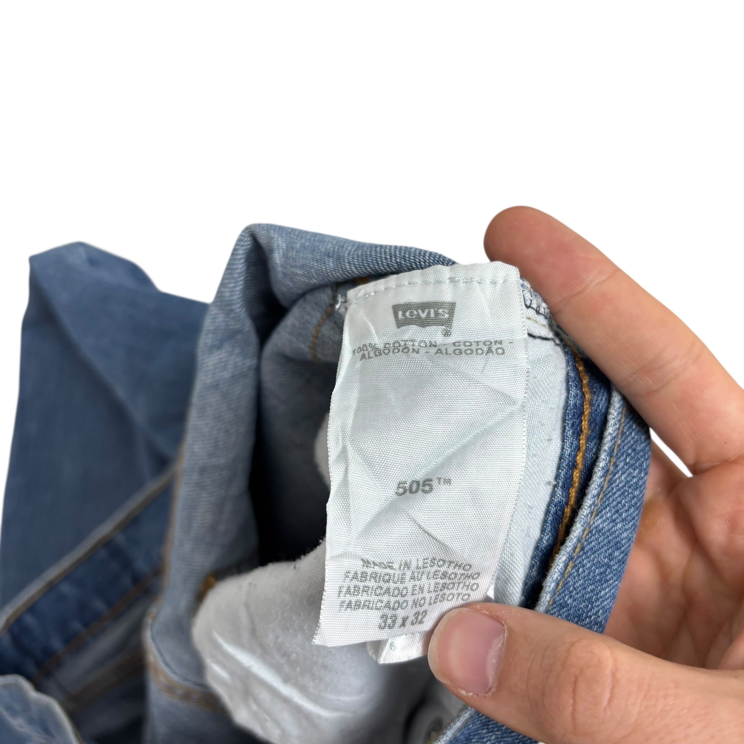 Levis 505 Jeans W33 L32 Mens Mid Blue Regular Straight Fit Vintage Denim (E)