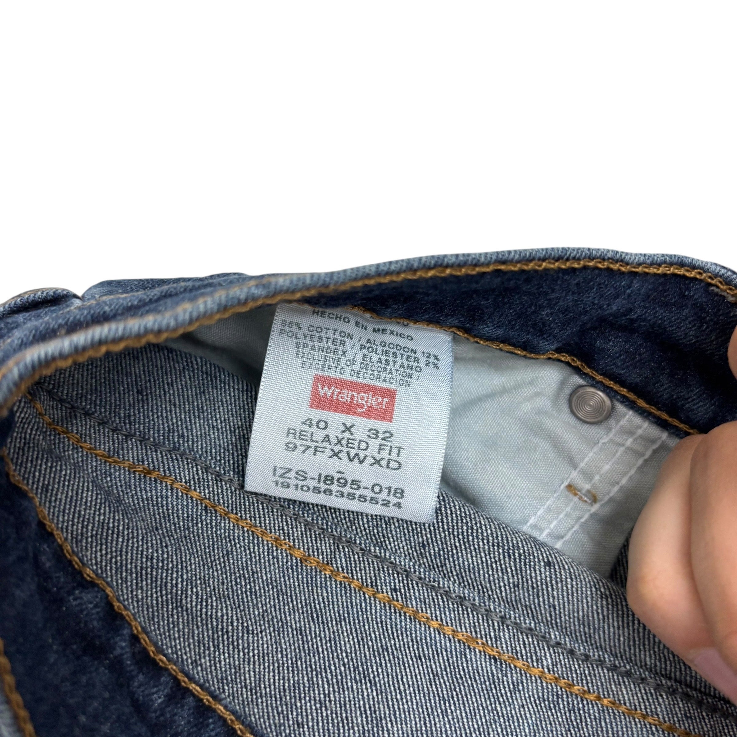 Wrangler Jeans W40 L32 Mens Dark Blue Relaxed Straight Fit Stretch Denim (E)