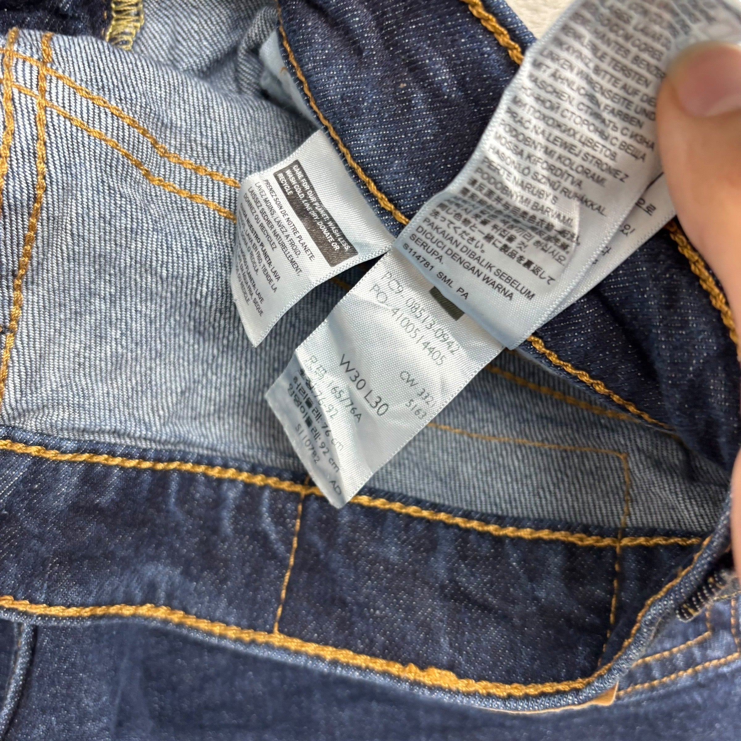 Levis 513 Jeans W30 L30 Mens Dark Blue Slim Straight Fit Stretch Denim (E)