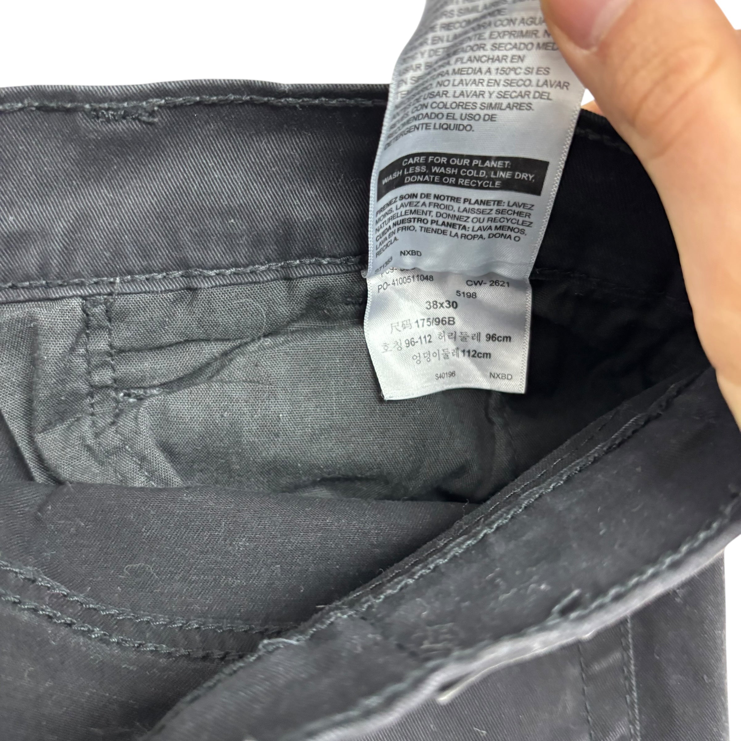 Levis Signature Trousers W38 L30 Mens Black Athletic Fit Stretch Pants (E)
