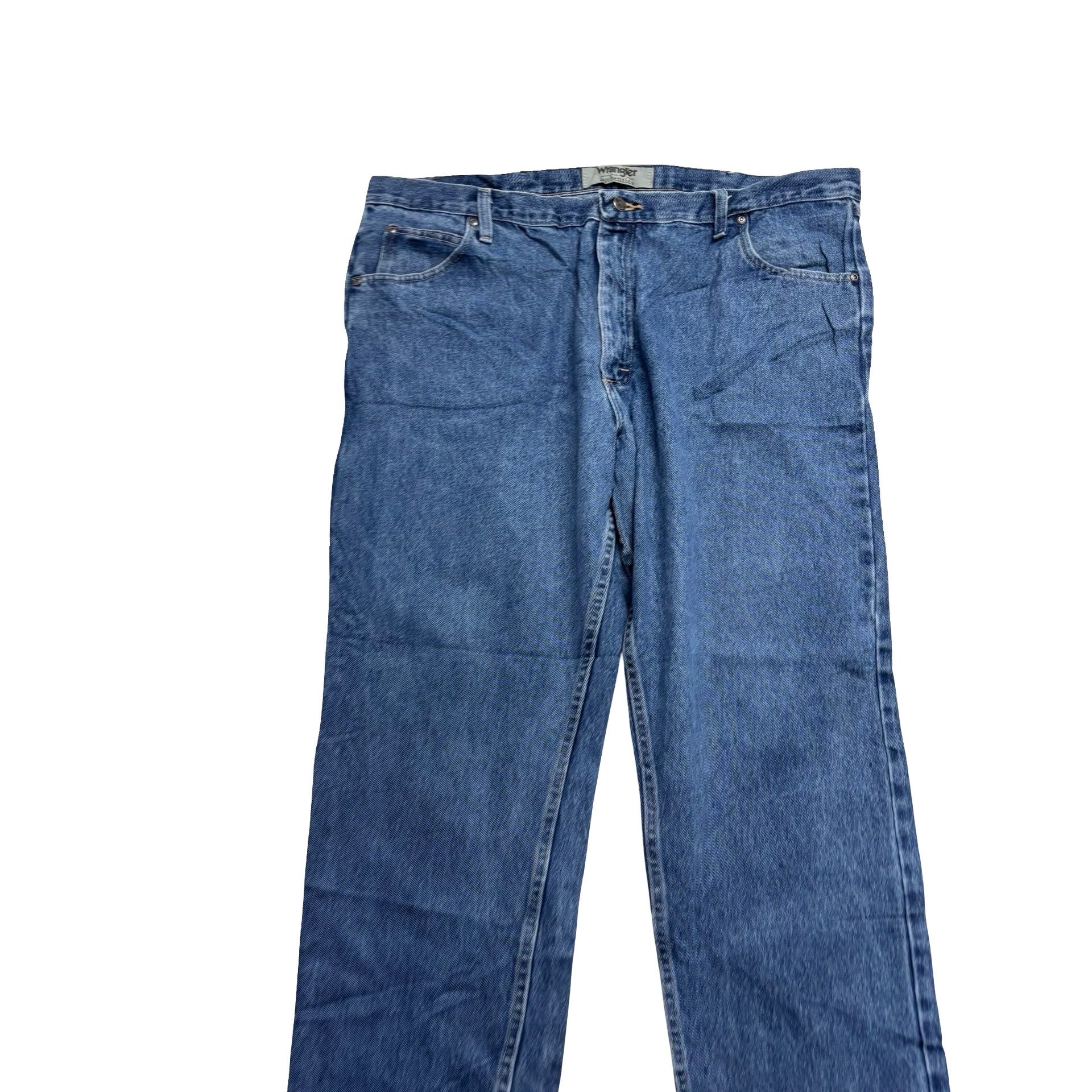 Wrangler Jeans W42 L30 Mens Mid Blue Relaxed Straight Fit Denim (E)