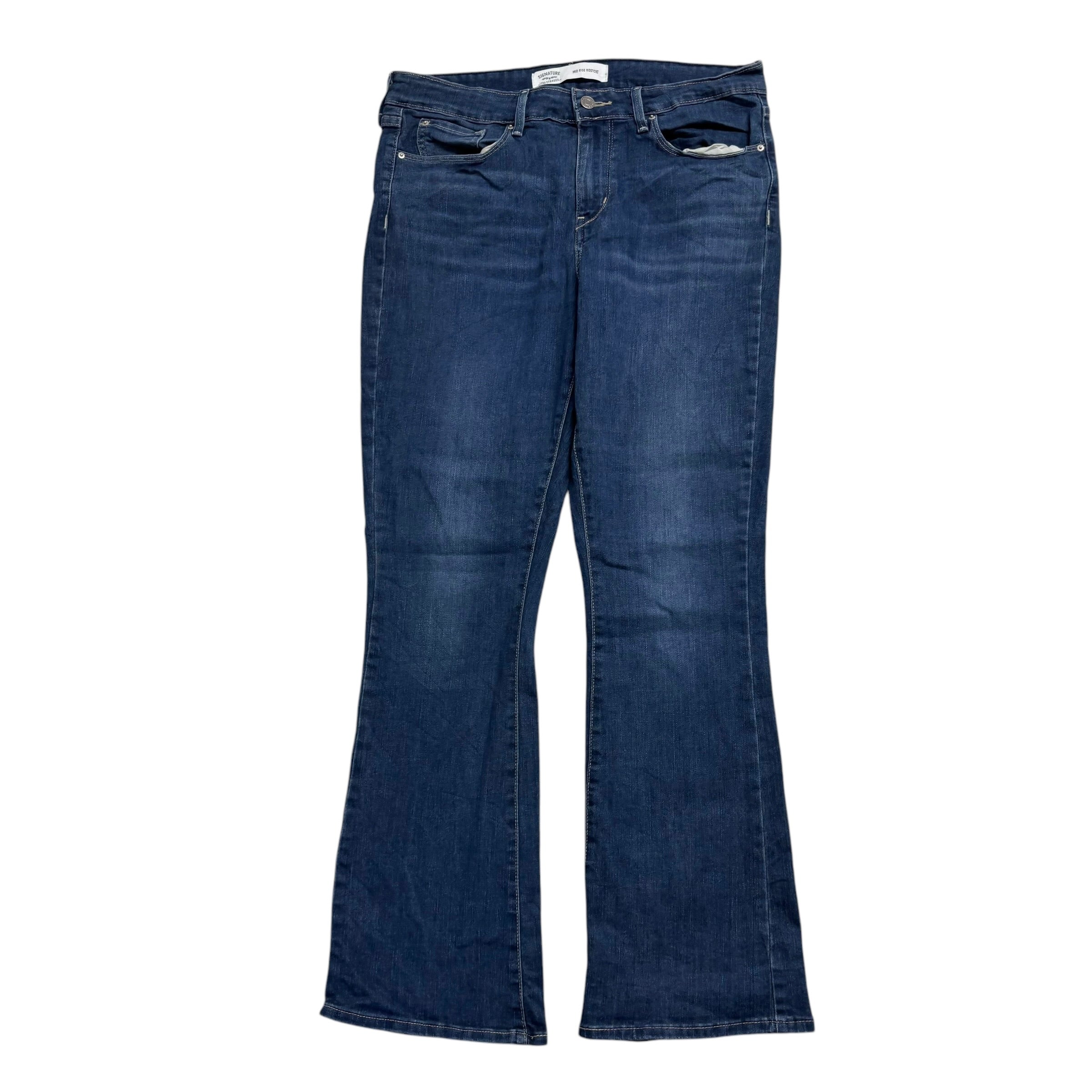 Levis Signature Jeans W31 L30 Womens Bootcut Fit Dark Blue Stretch Denim (E)