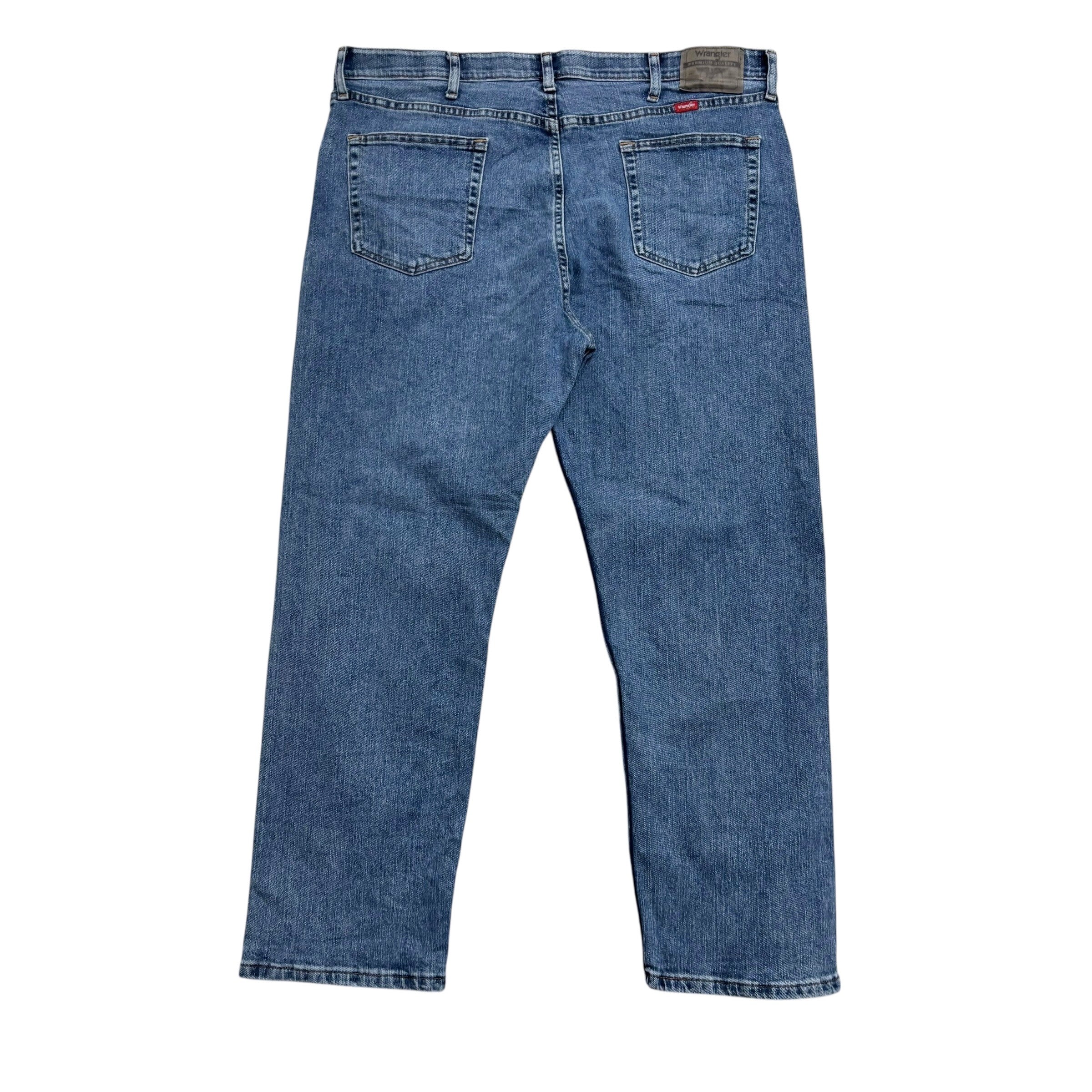 Wrangler Jeans W40 L29 Mens Mid Blue Regular Straight Fit Stretch Denim (E)