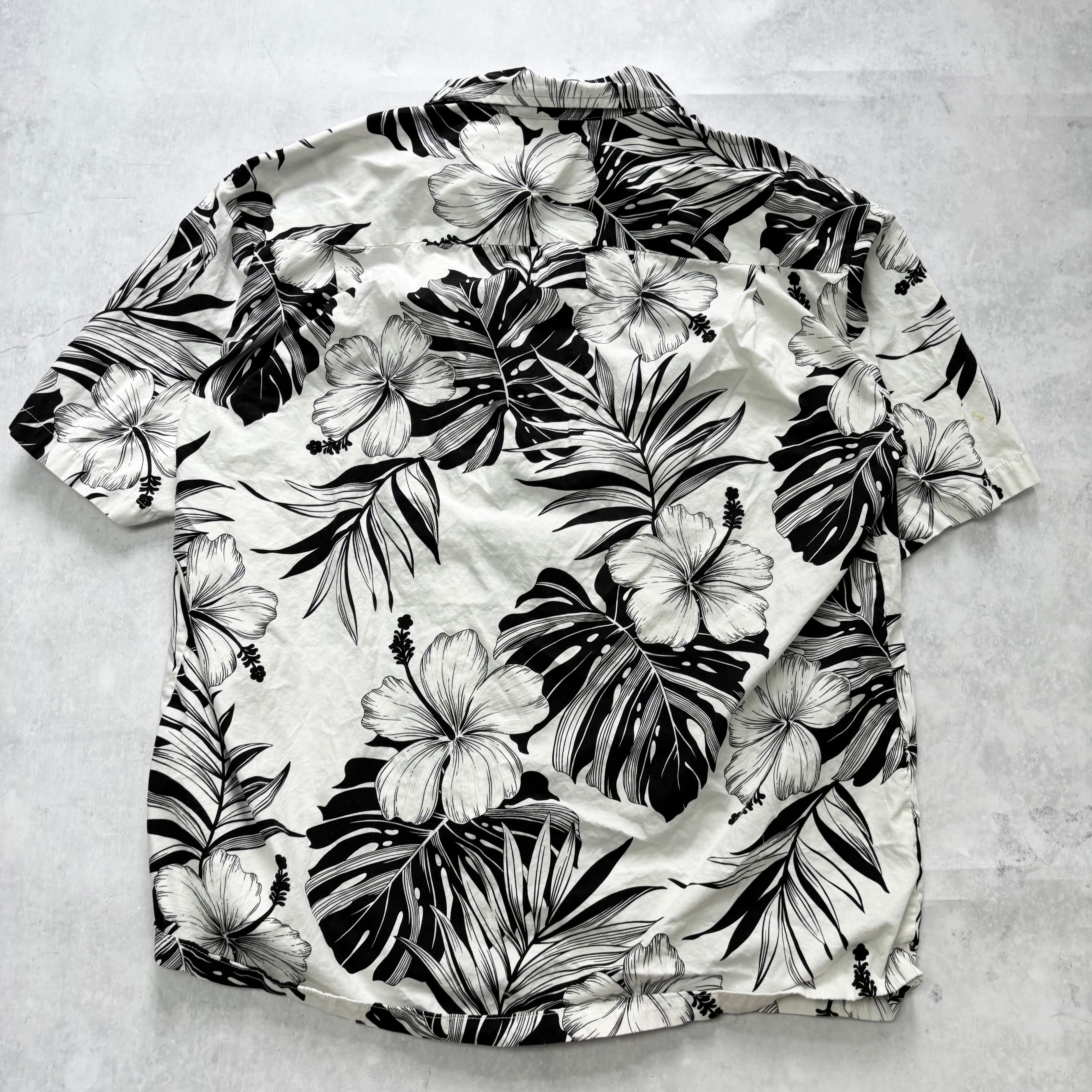 Vintage Hawaiian Shirt Mens XL White Floral Aloha Short Sleeve Cotton (E)