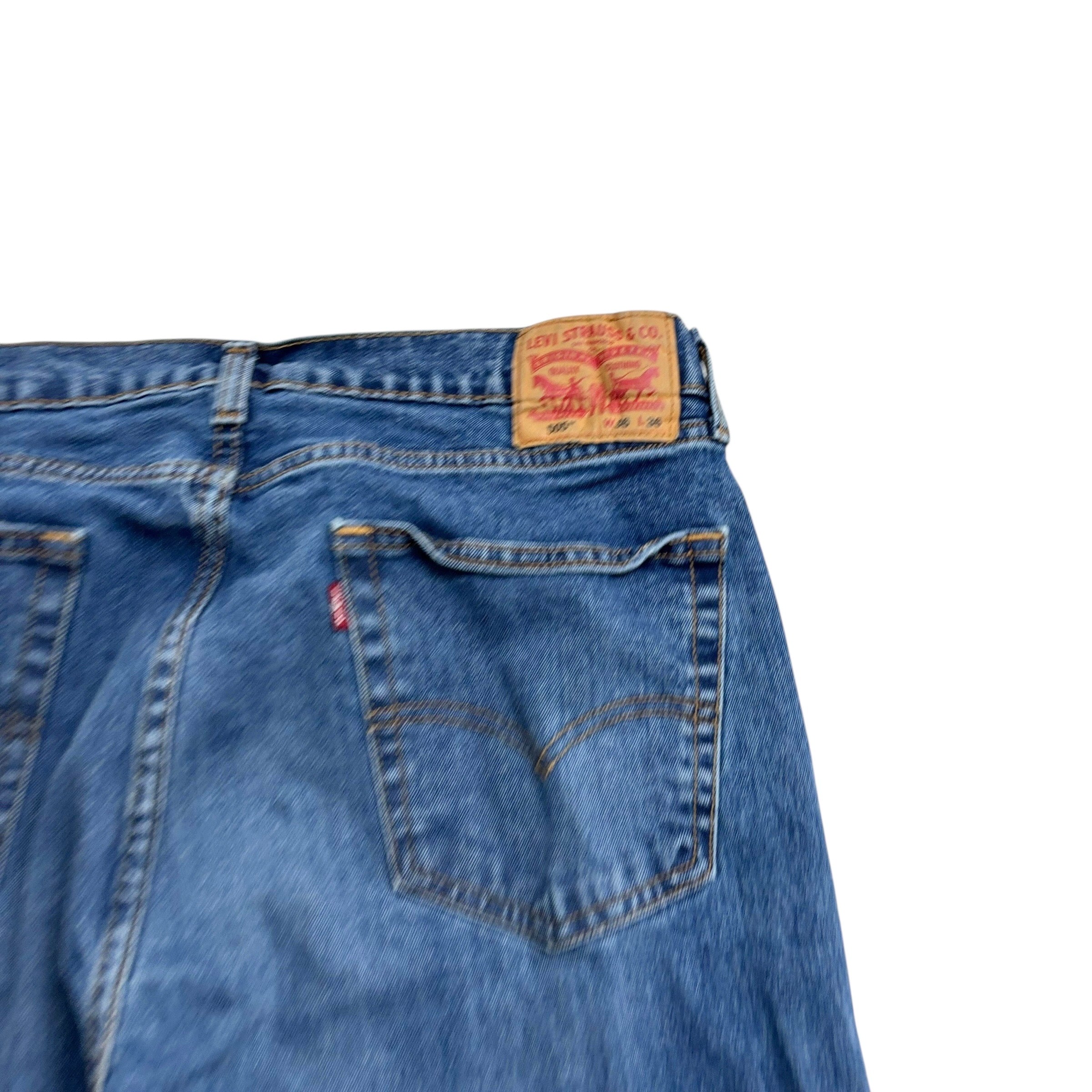 Levis 505 Jeans W36 L36 Mens Mid Blue Regular Straight Fit Stretch Denim